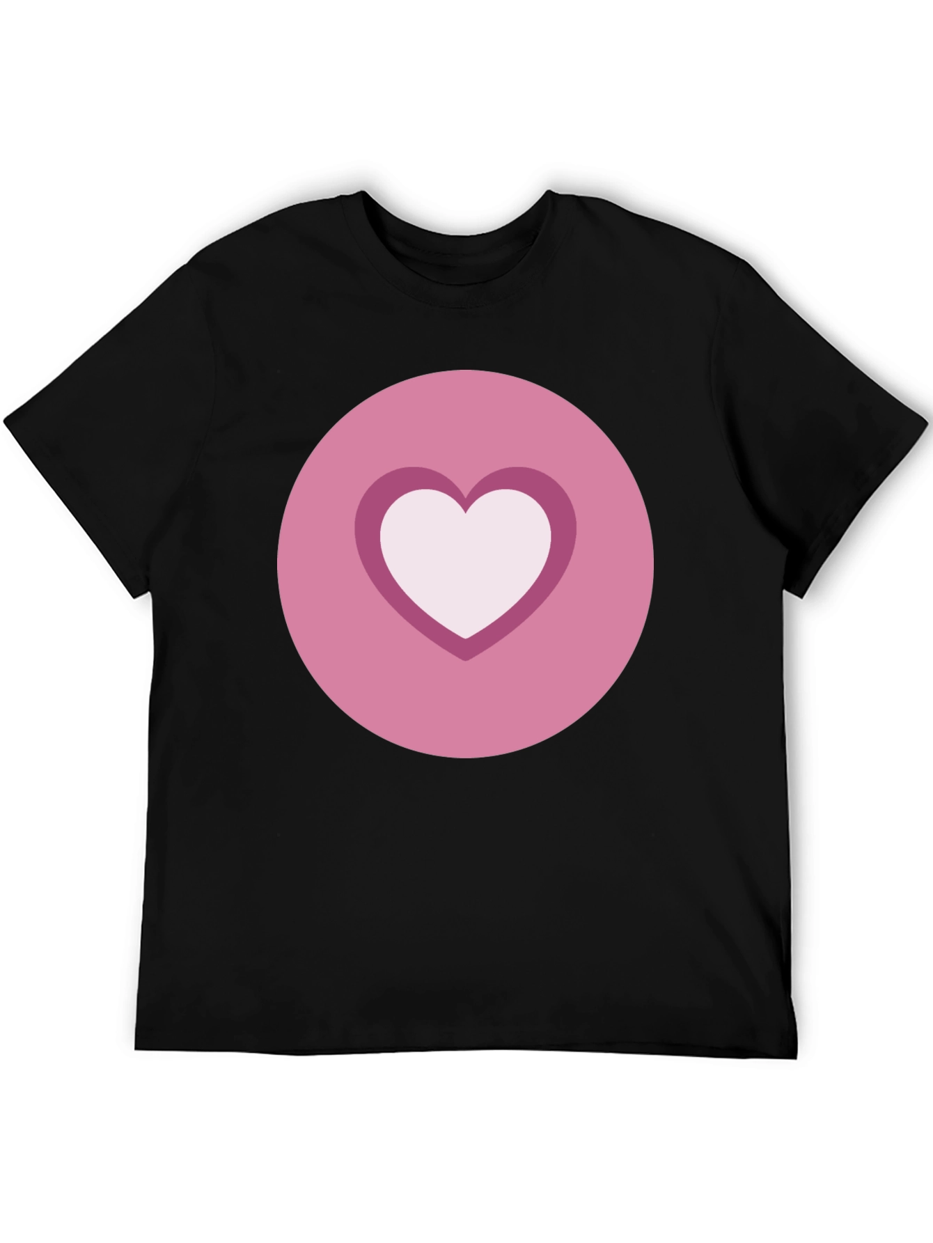 Black Heart Circle Graphic Tee - Casual Black Shirt view 5