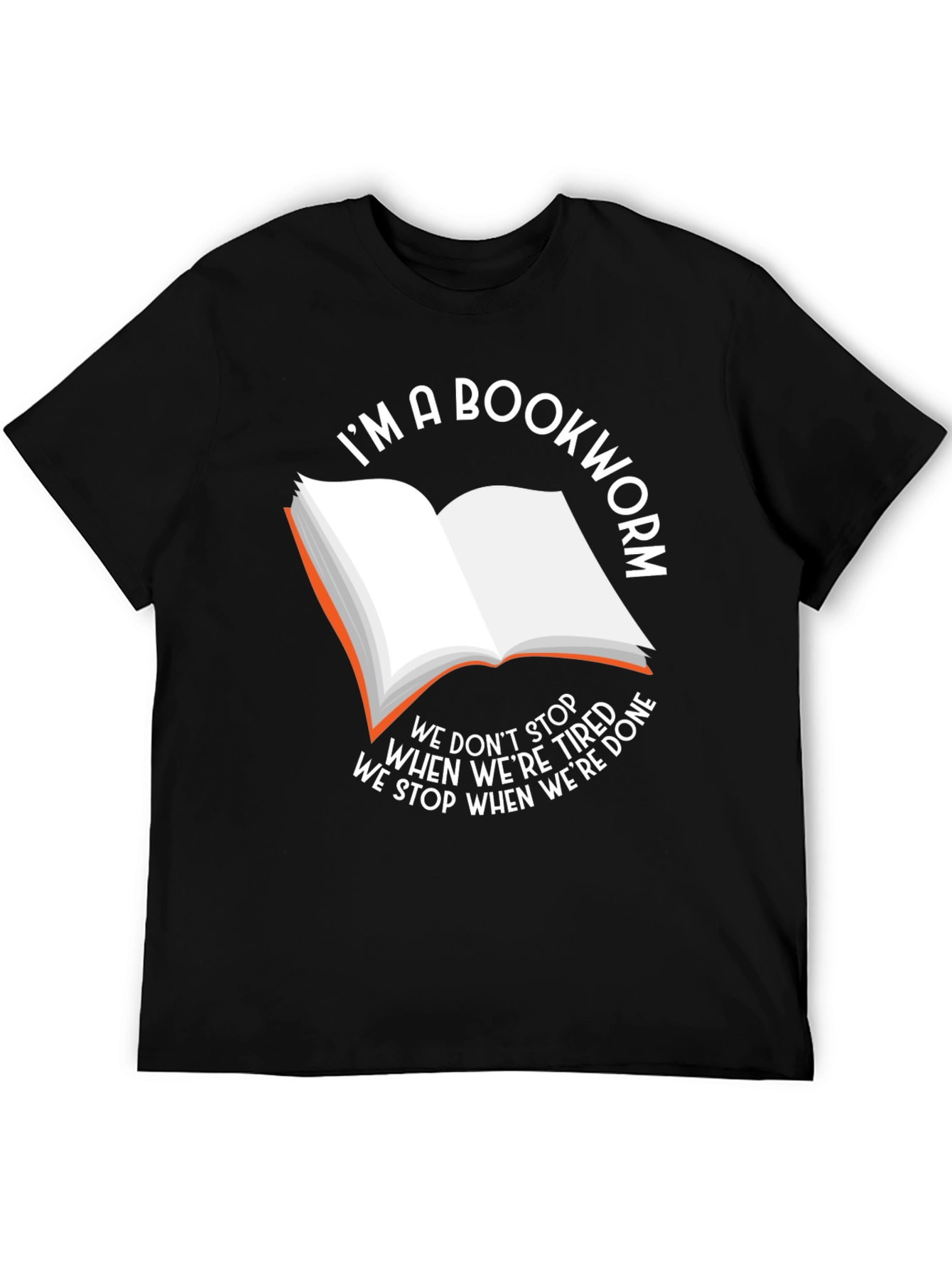 Black Bookworm T-Shirt - We Stop When We're Done view 5
