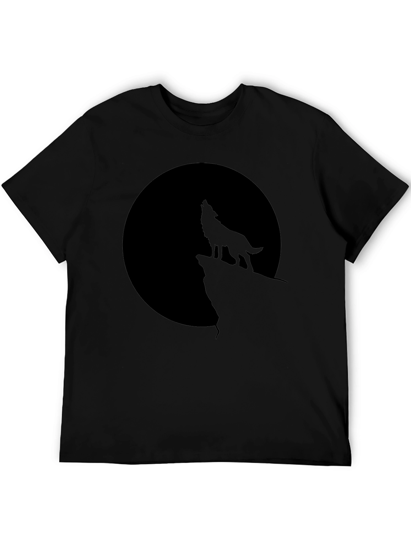 Black Wolf Moon Graphic Tee - Black Cotton Blend view 5