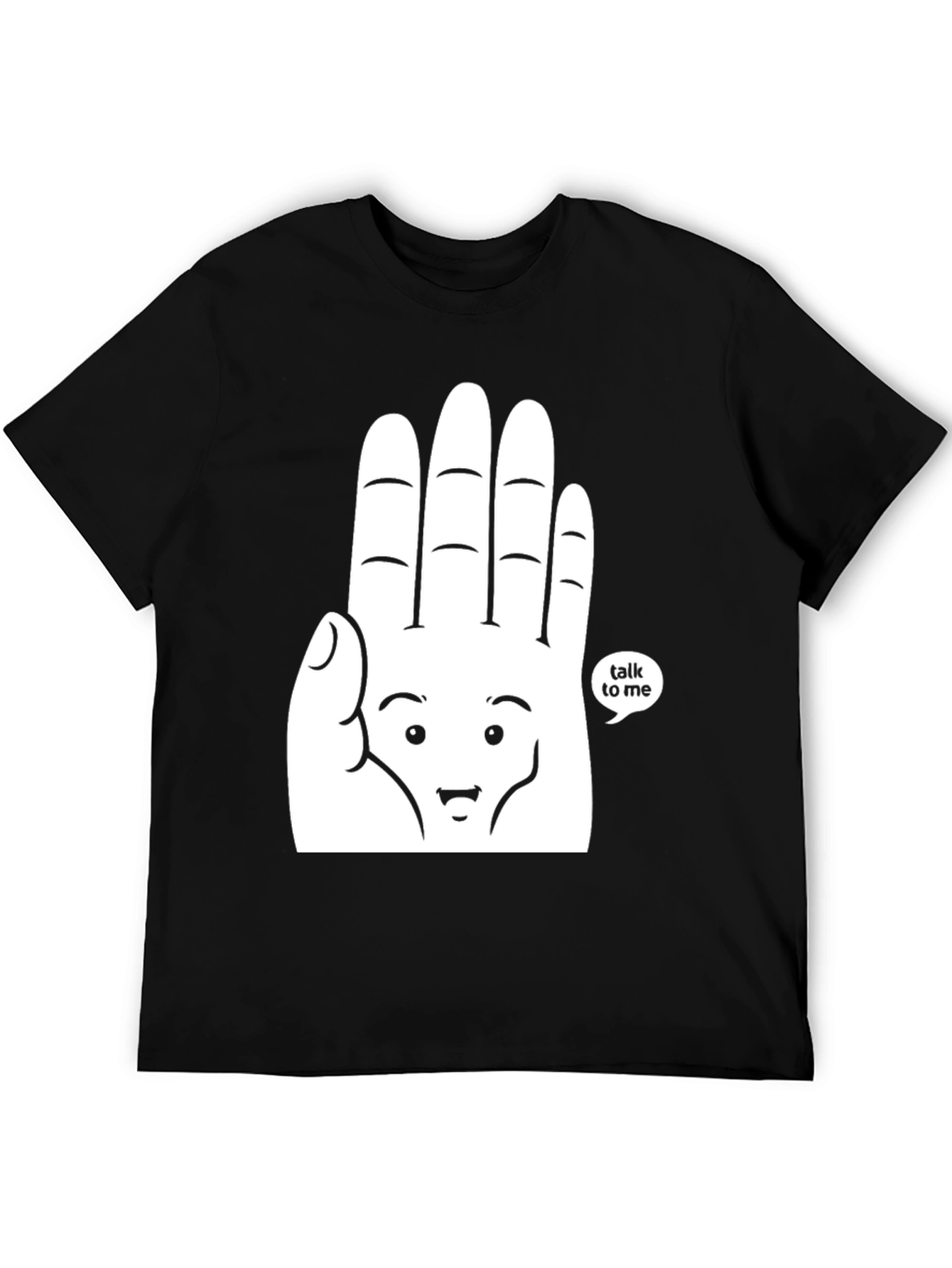 Black Talk To Me Graphic Tee - Funny Hand Design T-Shirt view 5