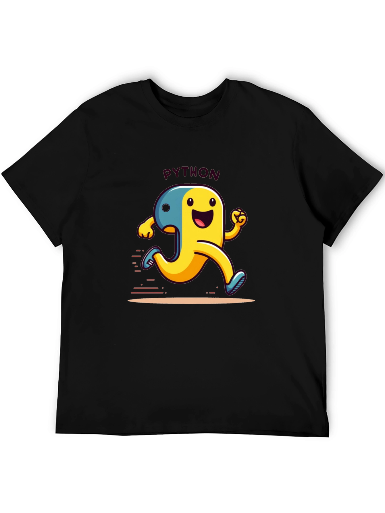 Black Python Programmer Cartoon Black T-Shirt view 5
