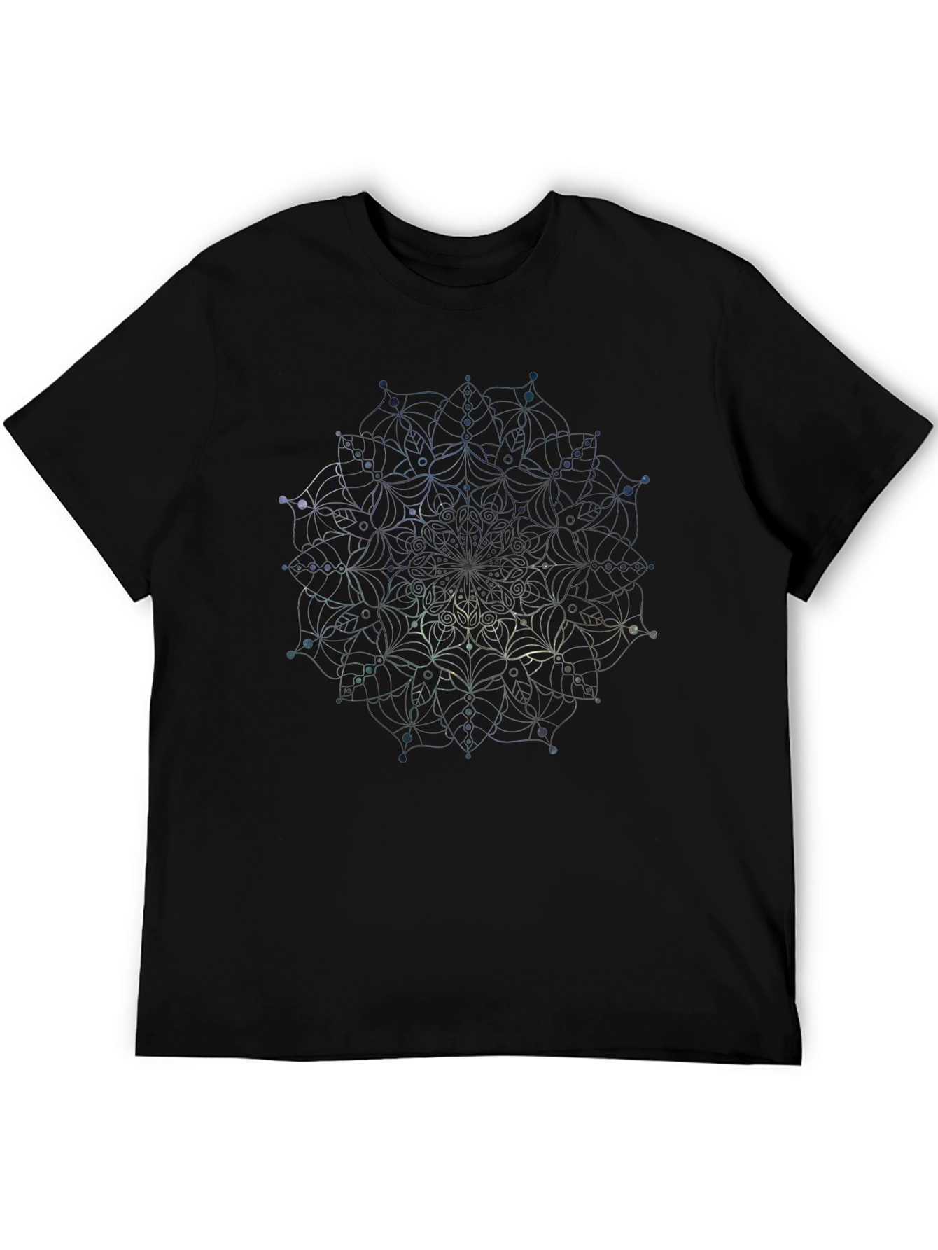 Black Geometric Mandala Print Tee - Stylish Black T-Shirt view 5