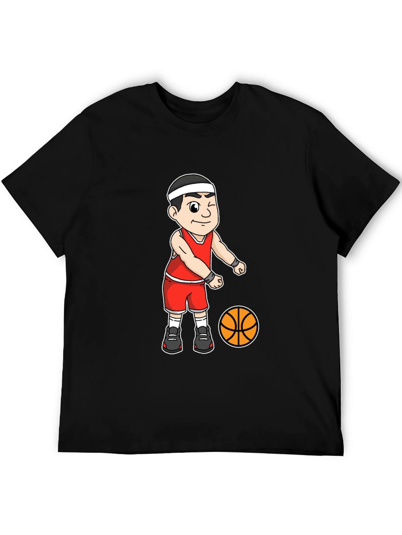 Black Cartoon Basketball Player Graphic Tee view 5