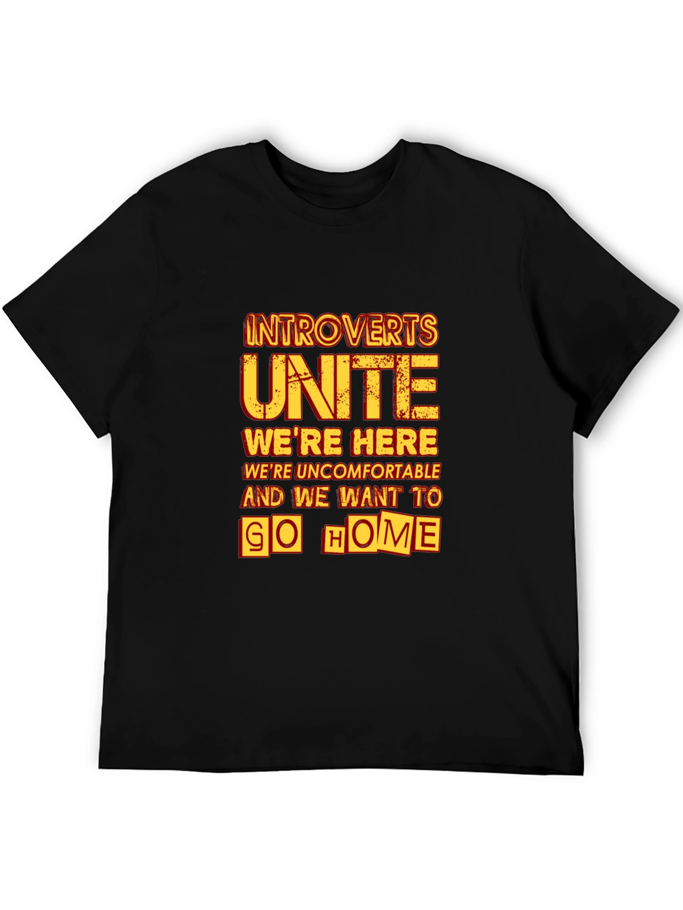 Black Introverts Unite Graphic Tee - Black Cotton T-Shirt view 5