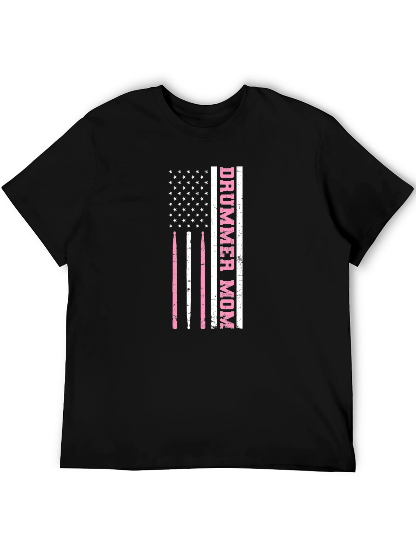 Black Drummer Mom USA Flag T-Shirt view 5