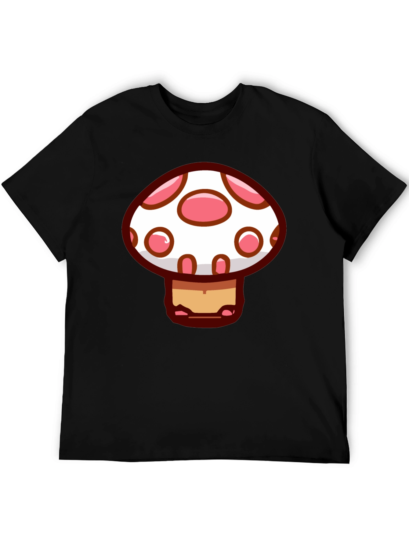 Black Mushroom Graphic Tee - Casual Black T-Shirt view 5