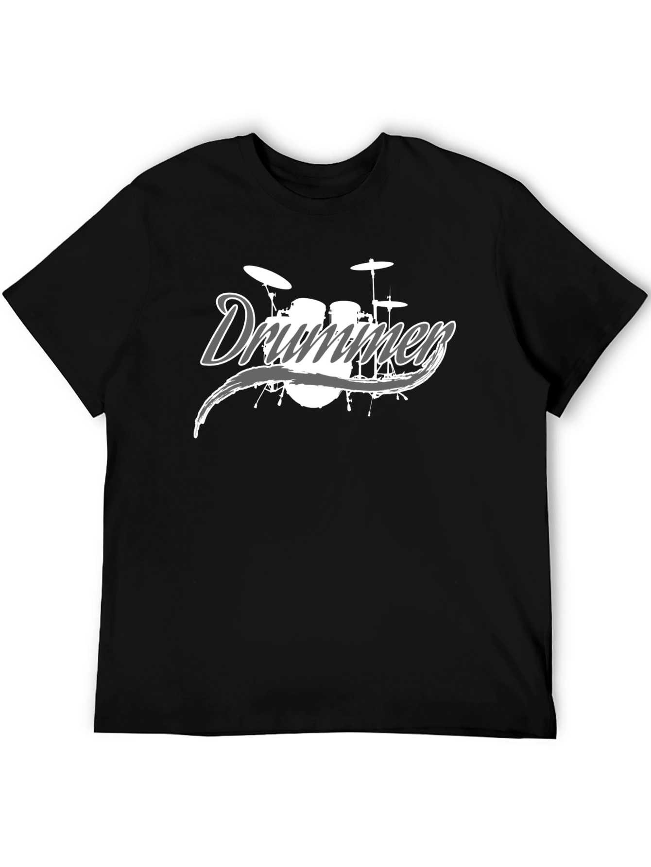 Black Drummer T-Shirt - Black - Music Lover Tee view 5