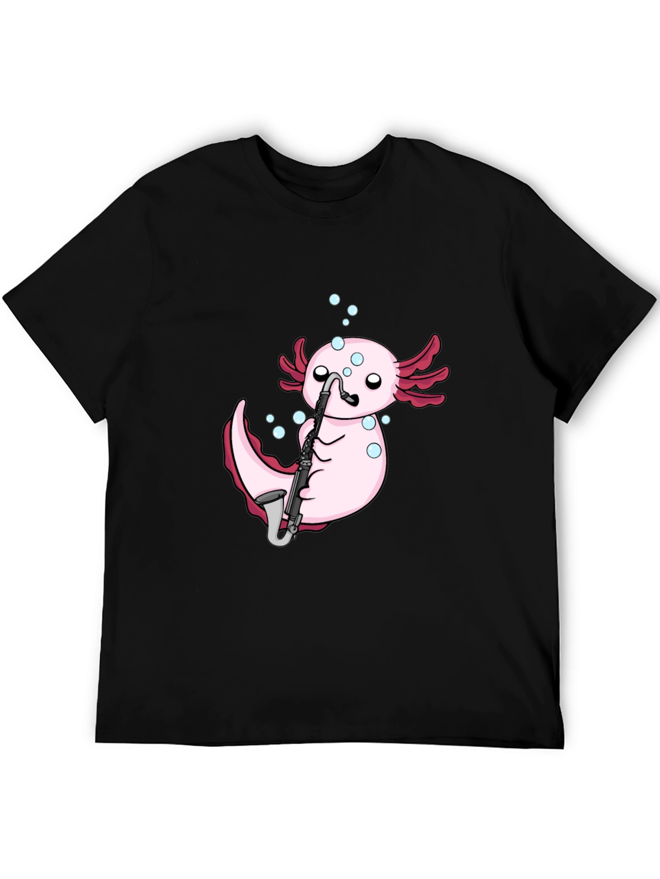 Black Axolotl Saxophone Black T-Shirt view 5