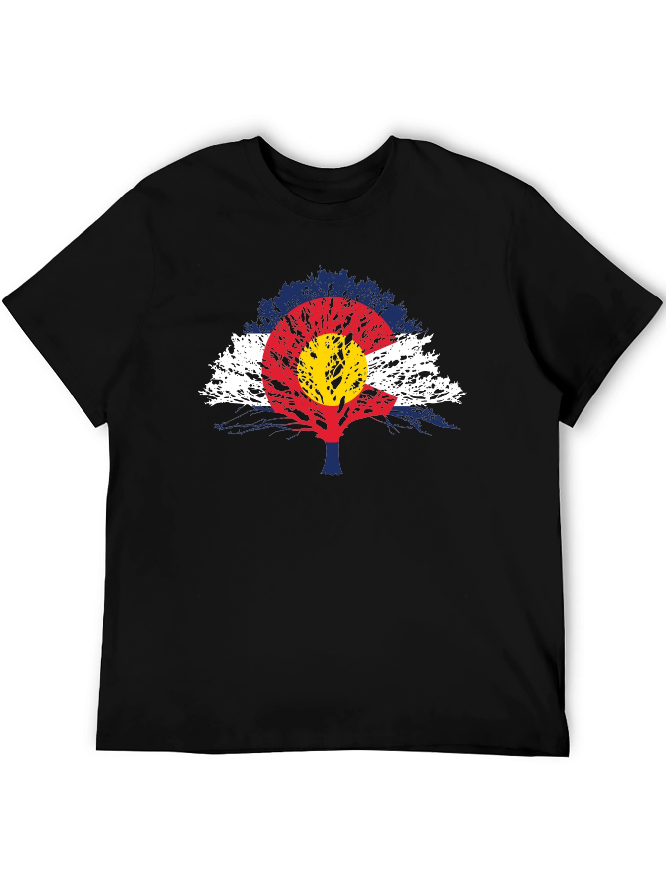 Black Colorado Flag Tree Men's T-Shirt view 5