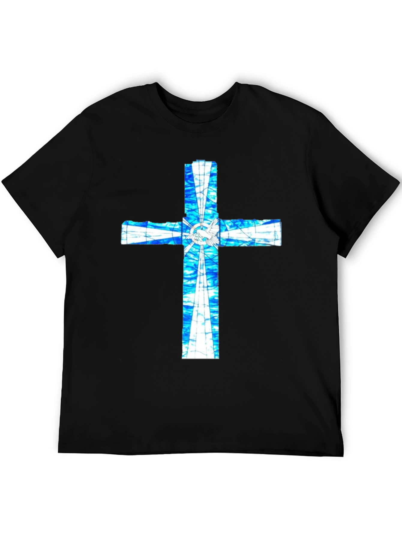 Black Stained Glass Cross Graphic T-Shirt view 5