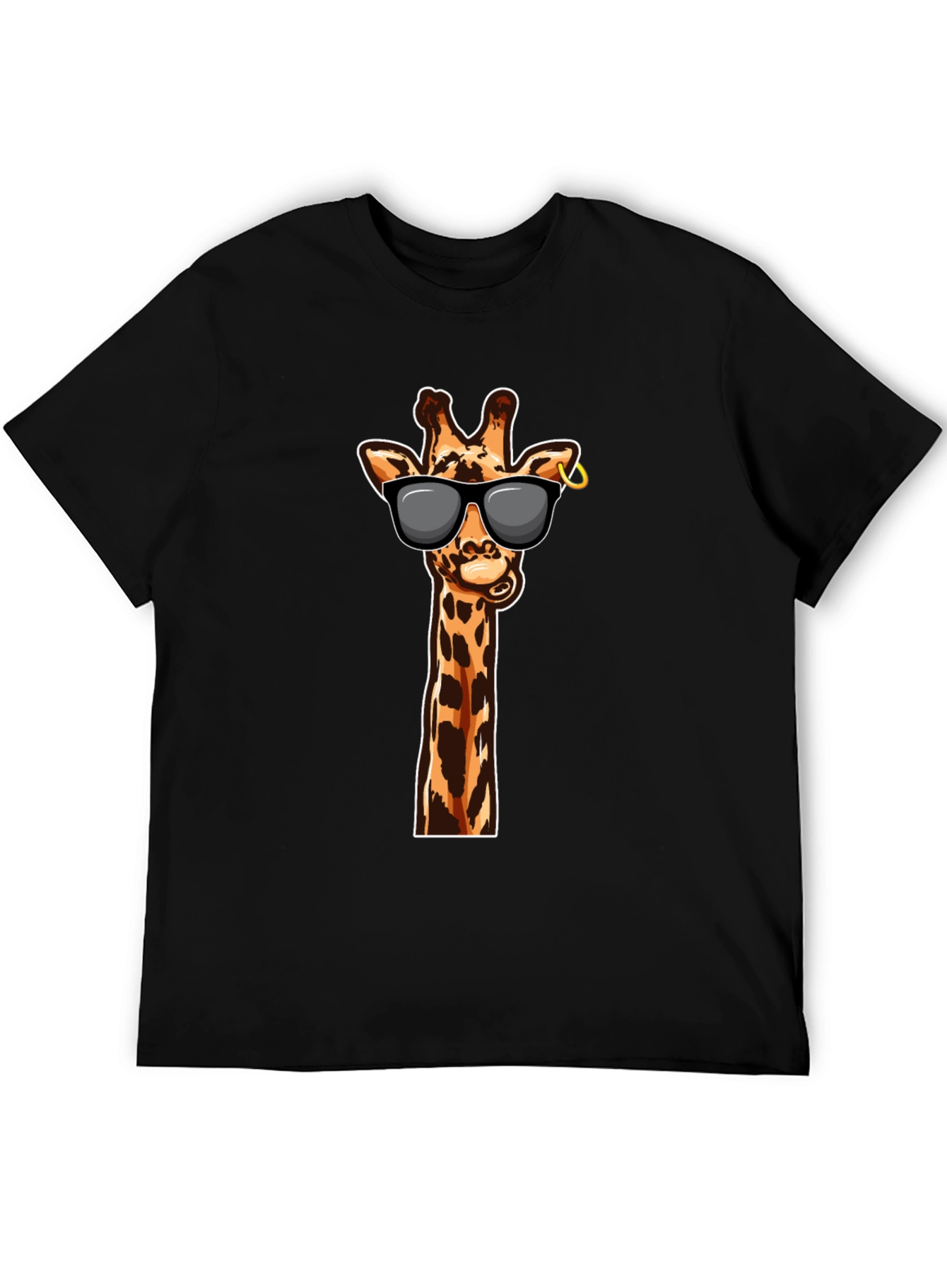 Black Cool Giraffe Graphic Tee - Stylish Black T-Shirt view 5