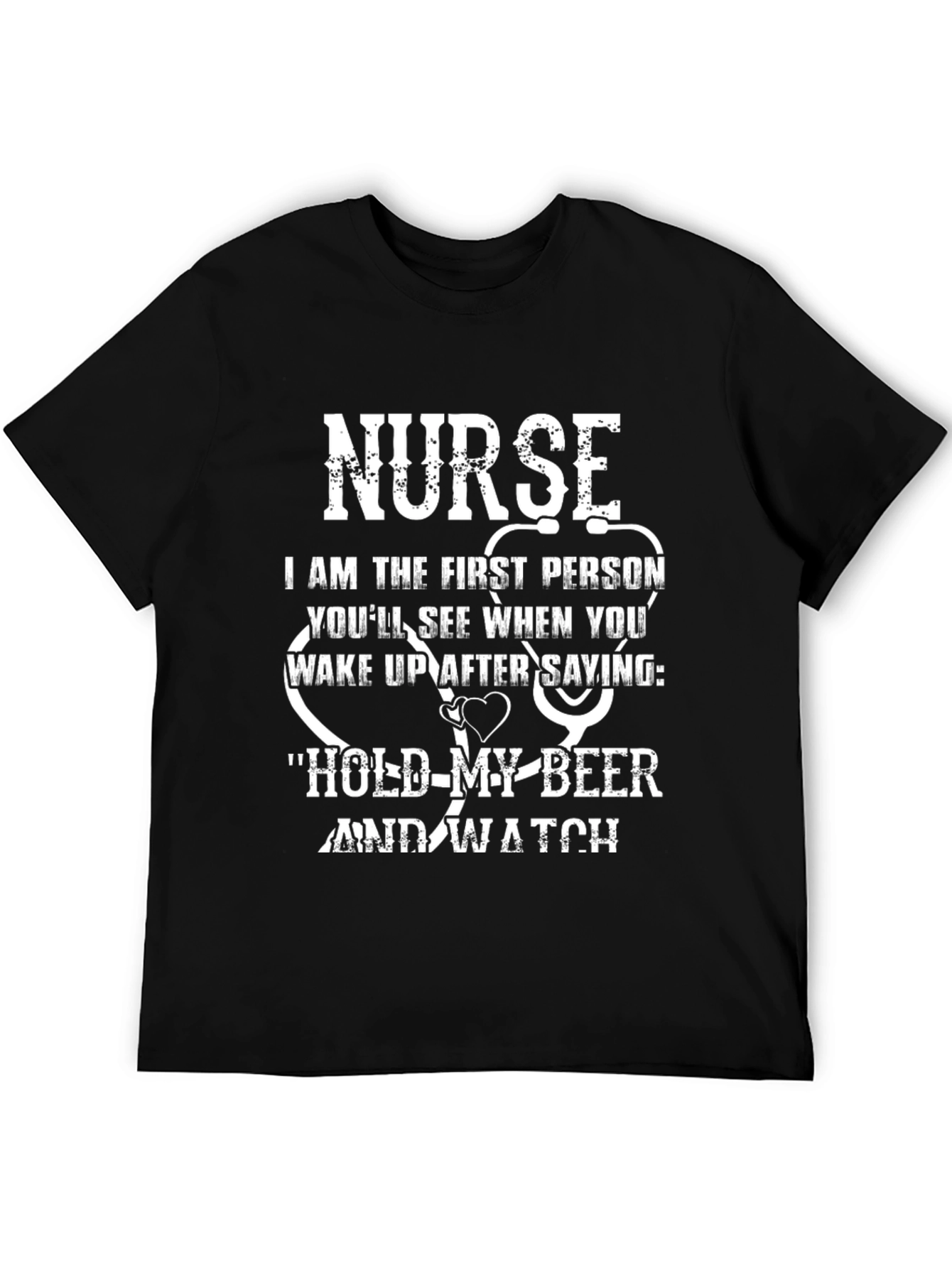 Black Nurse Funny Quote T-Shirt - Hold My Beer and Watch view 5