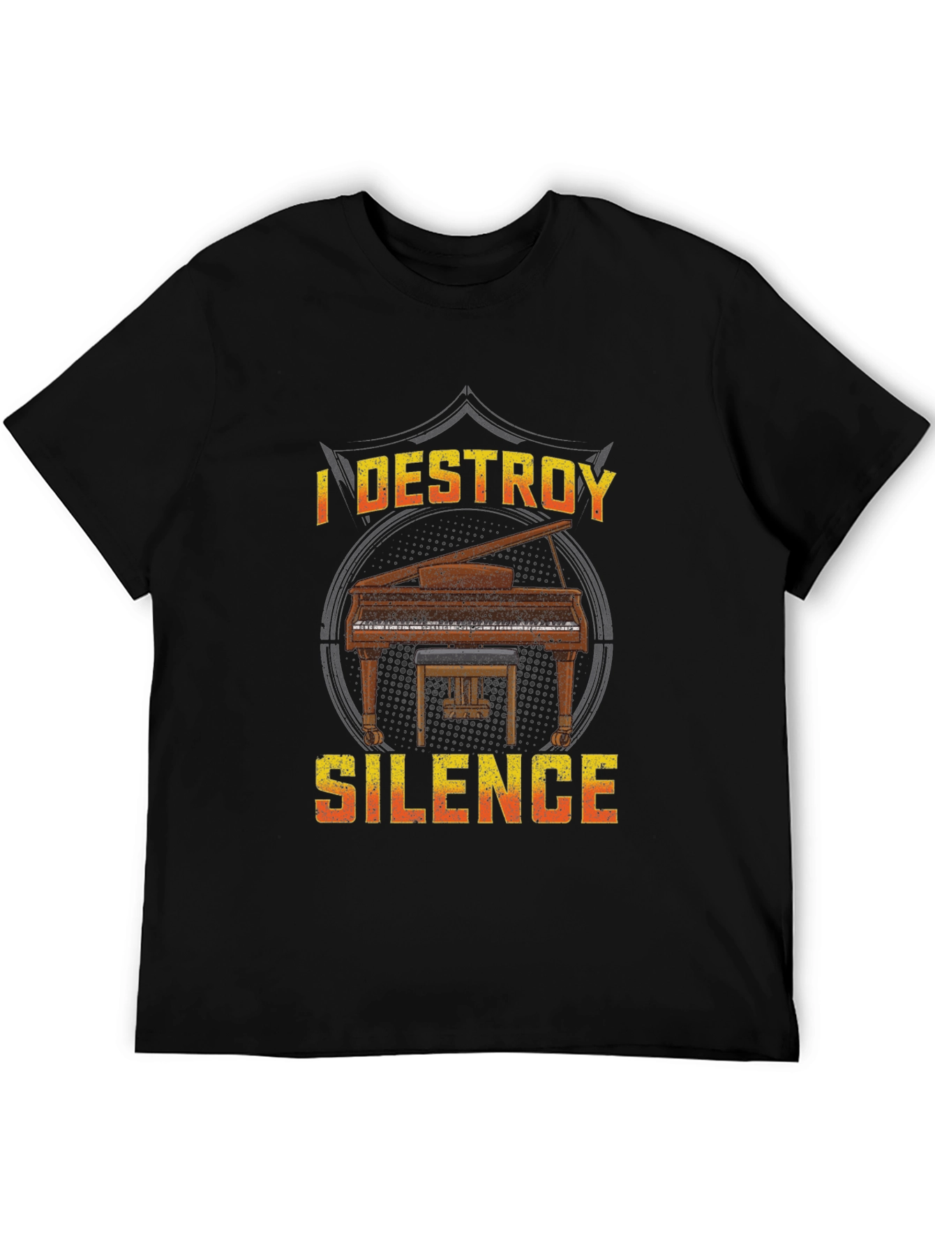 Black I Destroy Silence Piano T-Shirt view 5