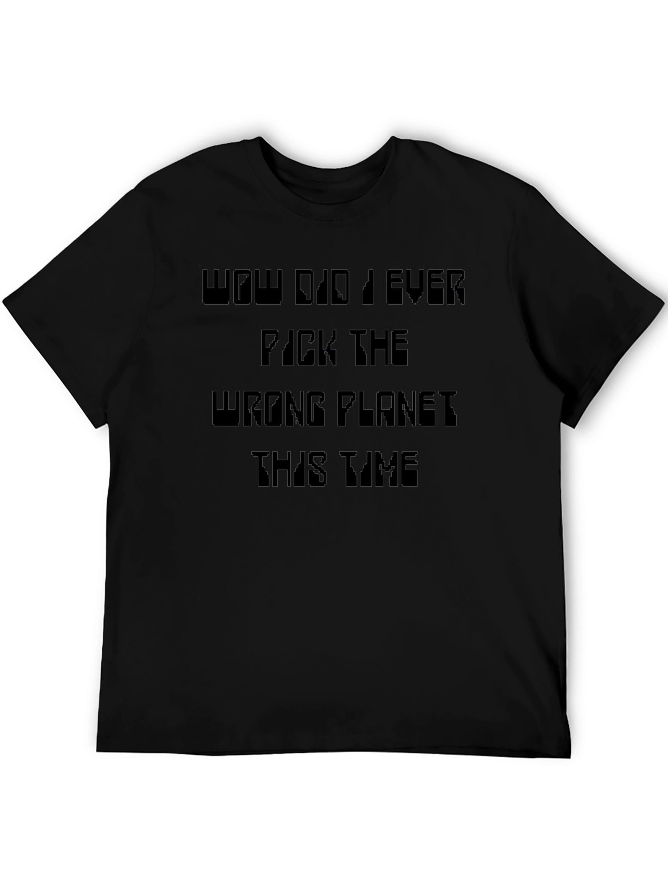 Black Funny Wrong Planet T-Shirt view 5