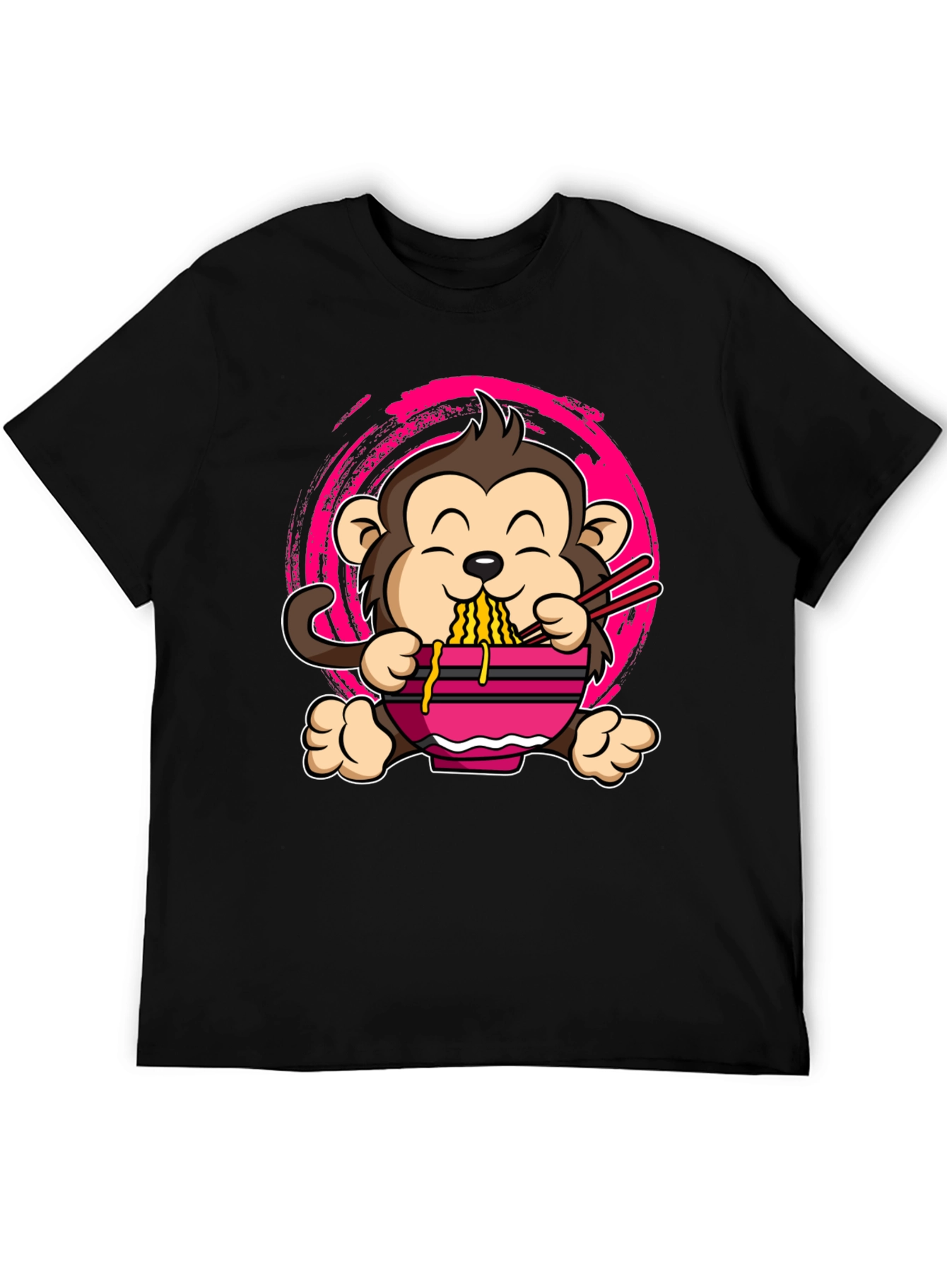 Black Monkey Ramen Graphic Tee - Cute Cartoon T-Shirt view 5