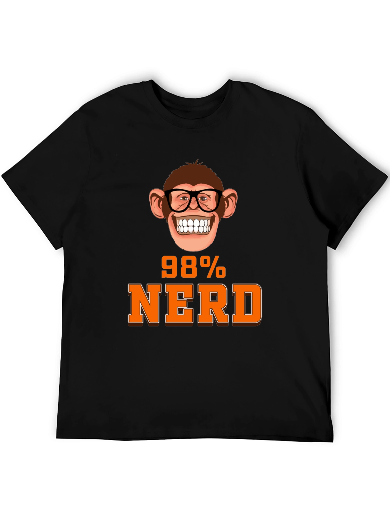 Black 98% Nerd Monkey Graphic T-Shirt - Unique Geeky Design view 5