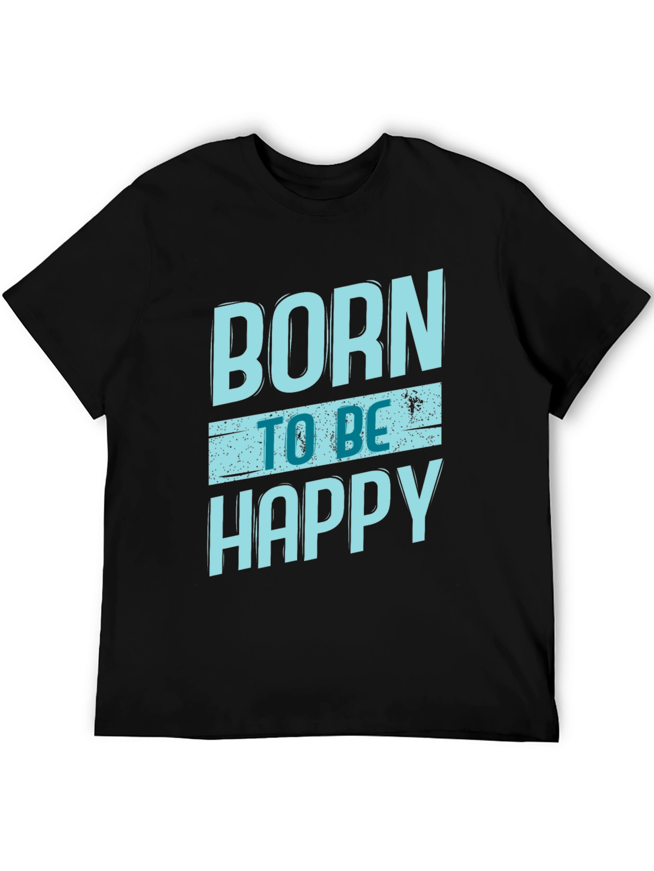 Black Born To Be Happy Graphic Print Black T-Shirt view 5