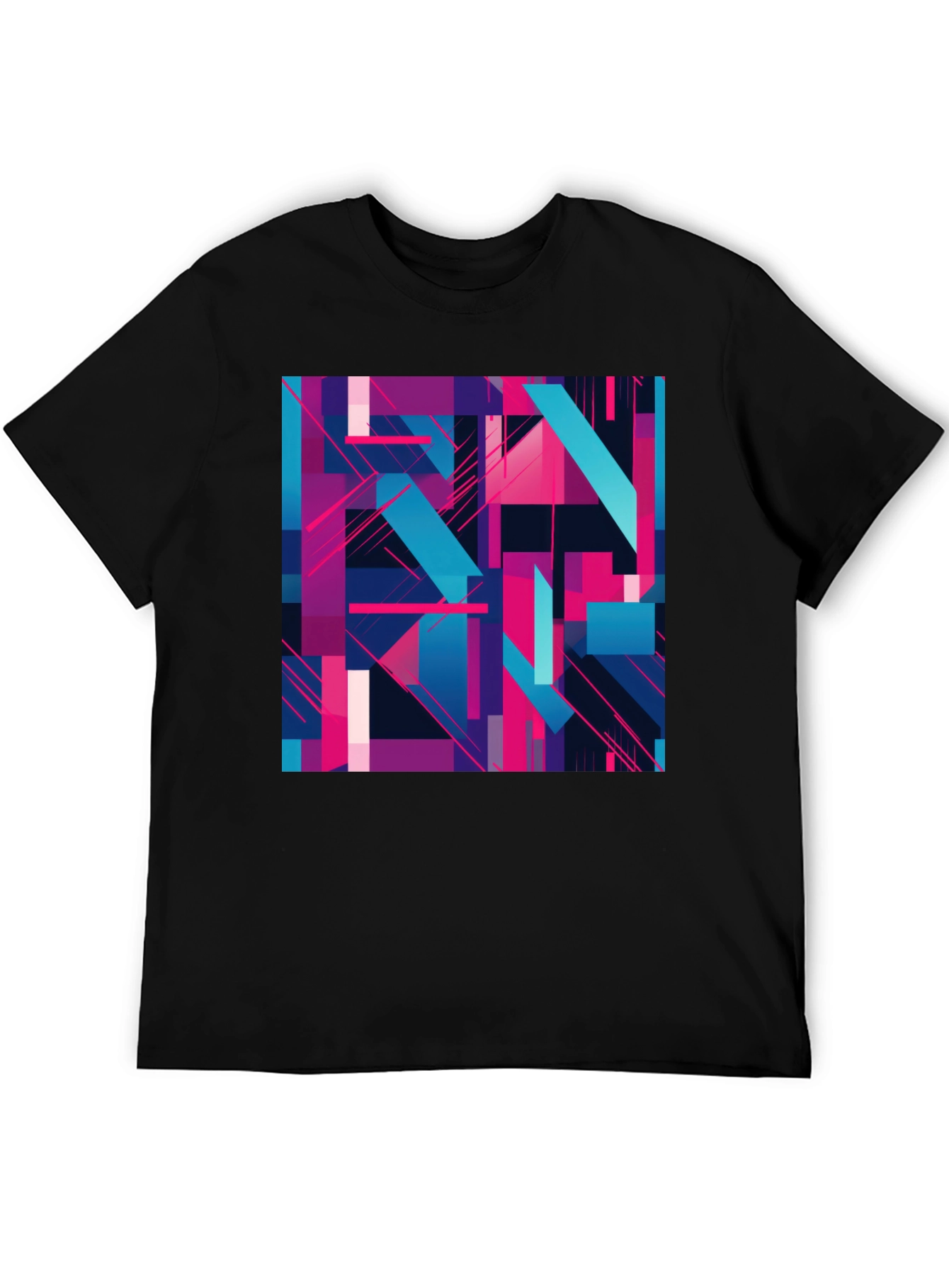 Black Abstract Geometric T-Shirt - Modern Art Tee view 5
