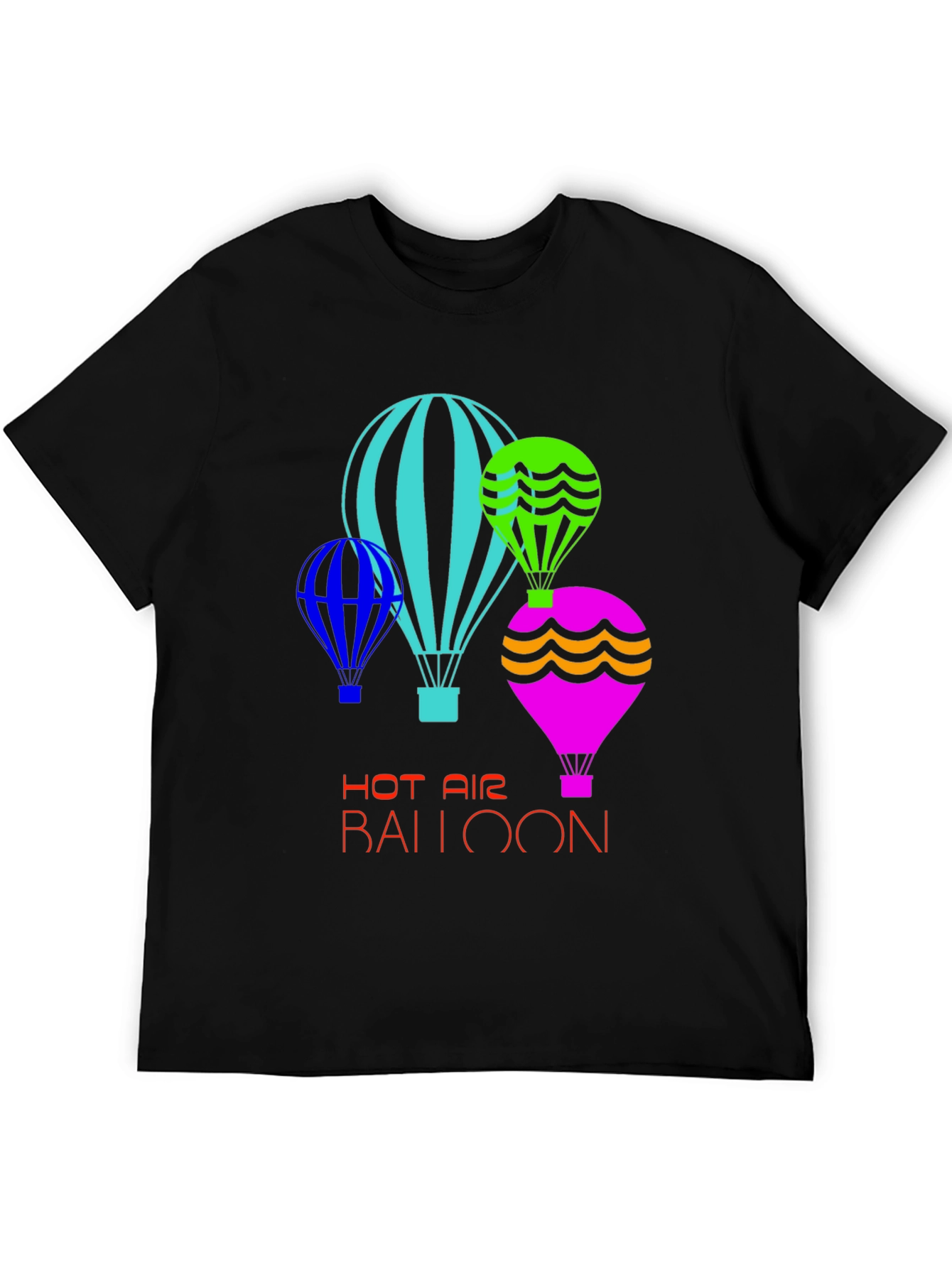 Black Fun Hot Air Balloon Graphic T-Shirt view 5