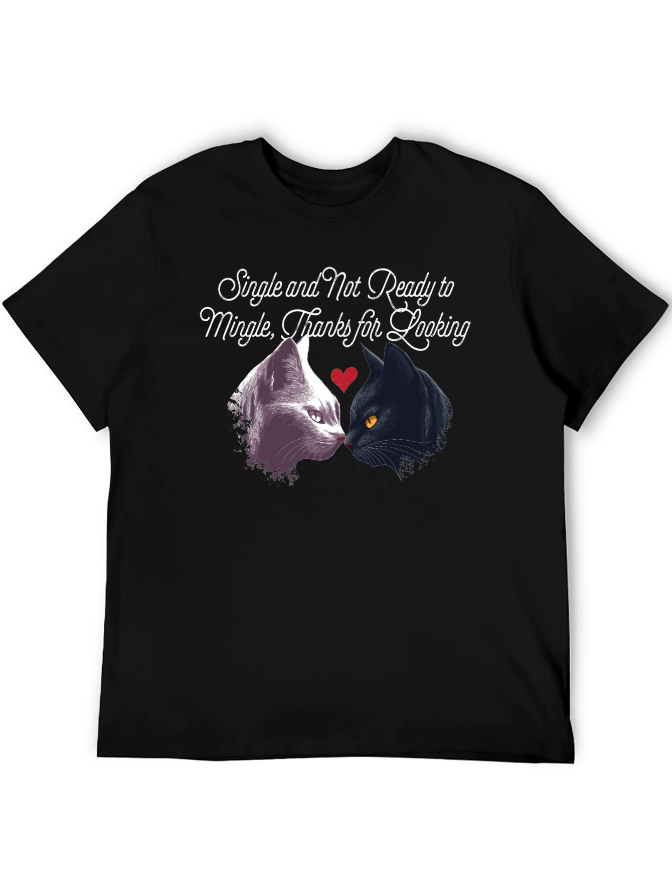 Black Single Not Ready to Mingle Cat T-Shirt view 5