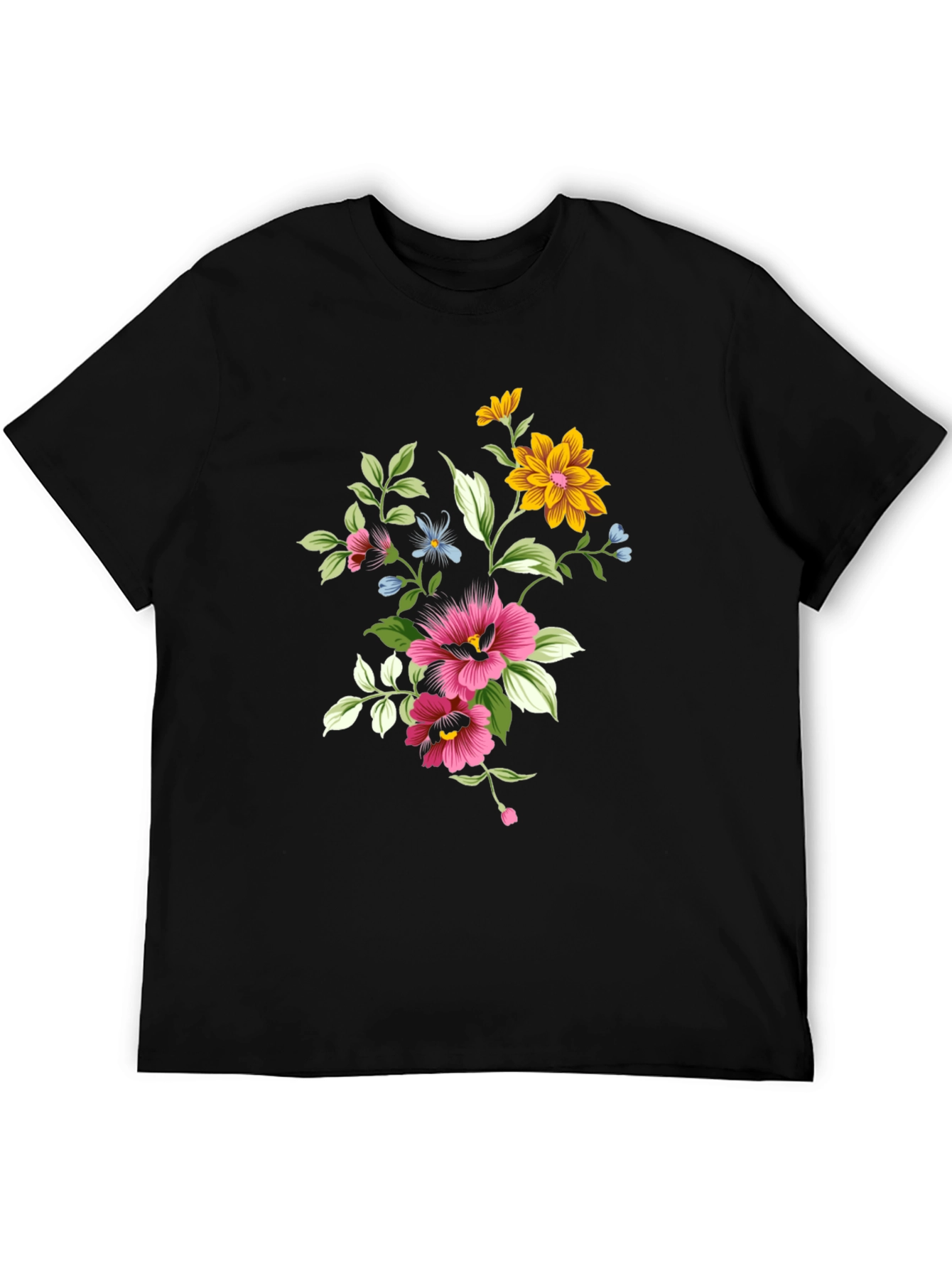 Black Floral Print Black T-Shirt view 5