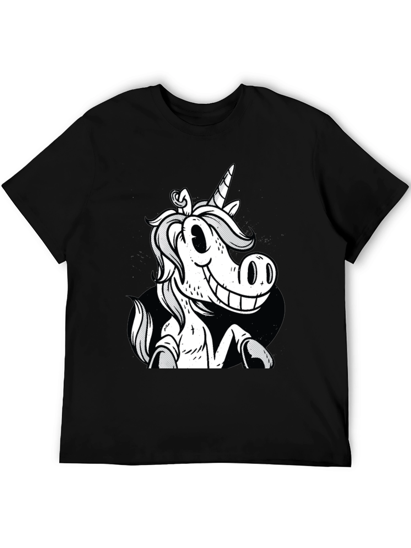 Black Unicorn Cartoon Graphic T-Shirt view 5