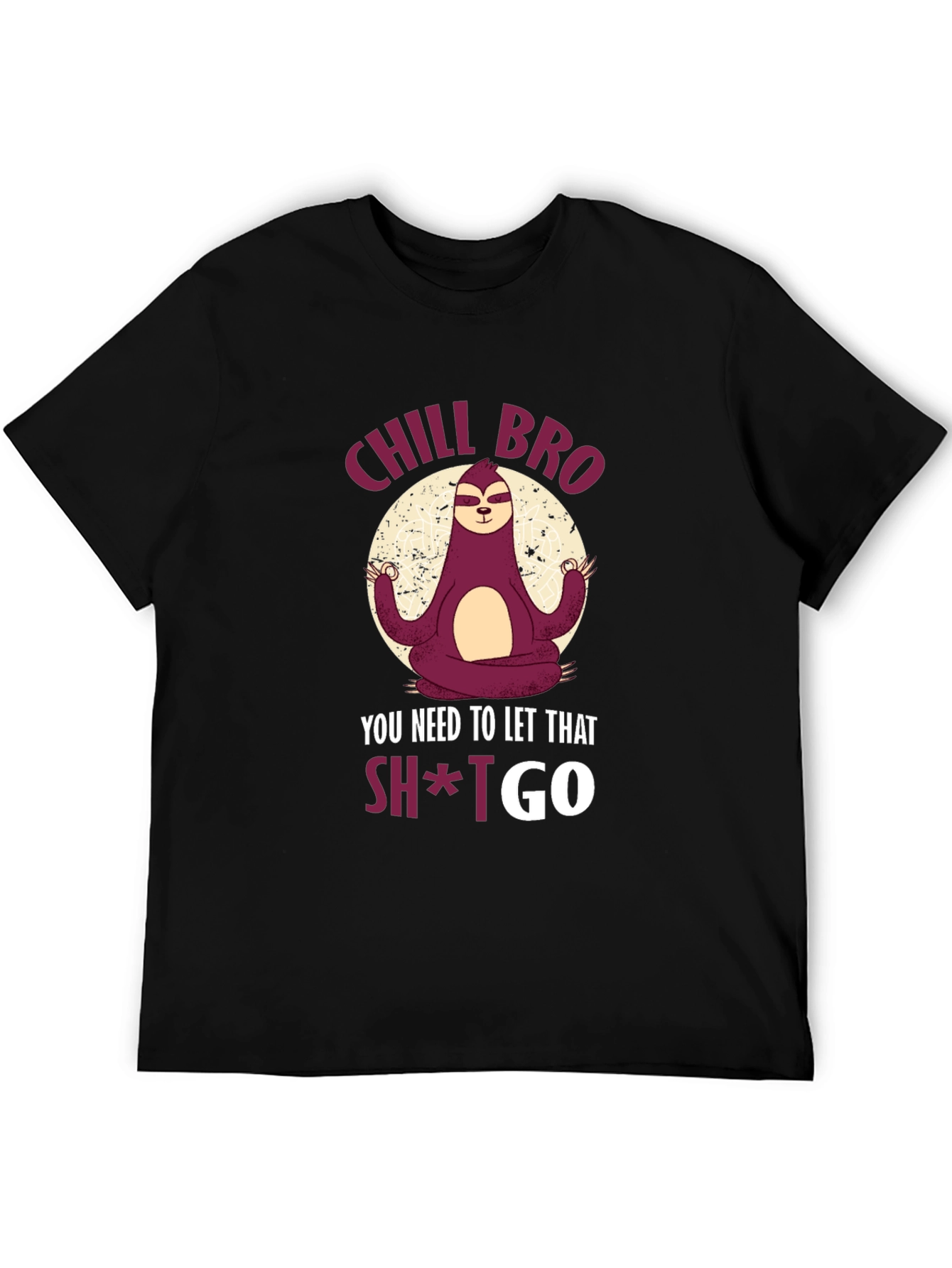 Black Chill Bro Sloth Meditation T-Shirt view 5