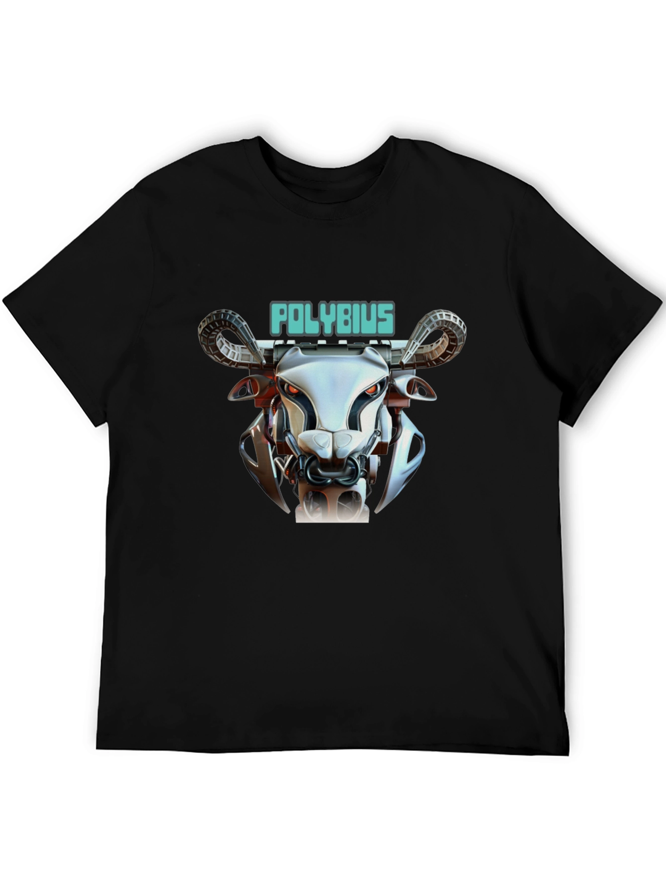 Black Polybius Robot Bull T-Shirt - Sci-Fi Style view 5
