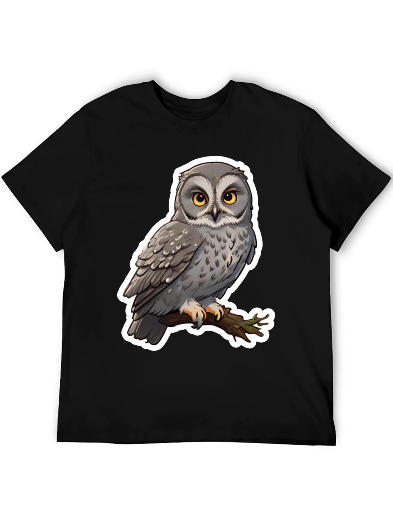 Black Owl Graphic Print Black T-Shirt view 5