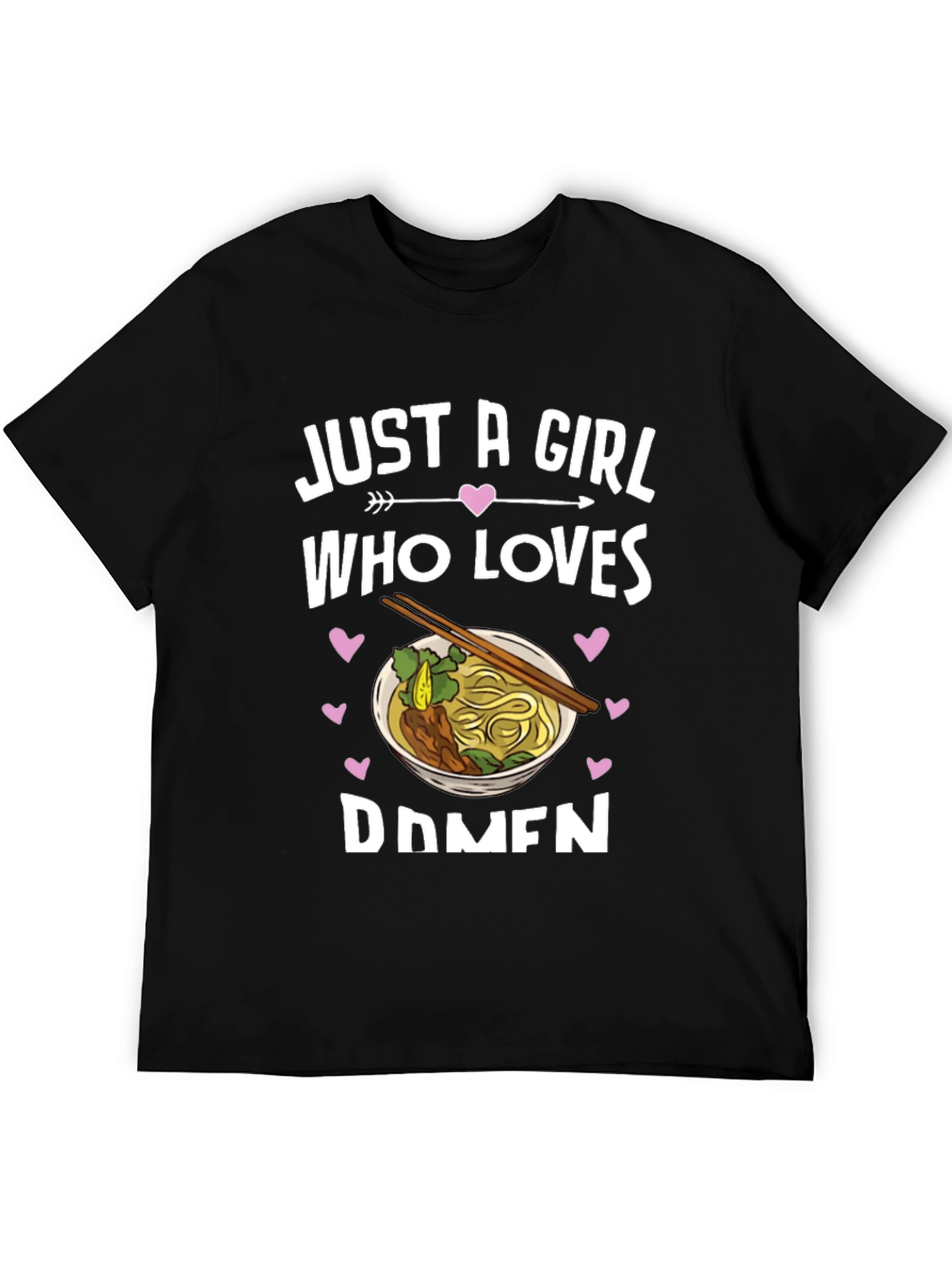 Black Just A Girl Who Loves Ramen Graphic Tee view 5