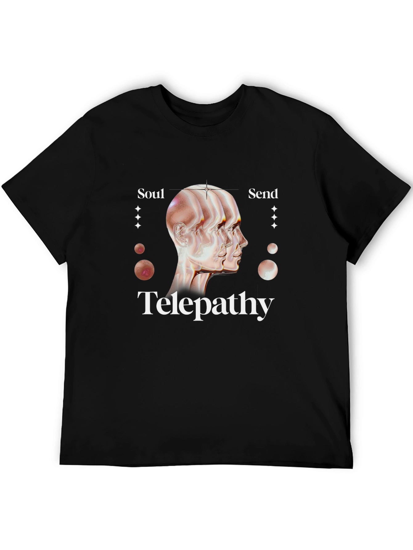 Black Telepathy Soul Send Graphic Black T-Shirt view 5