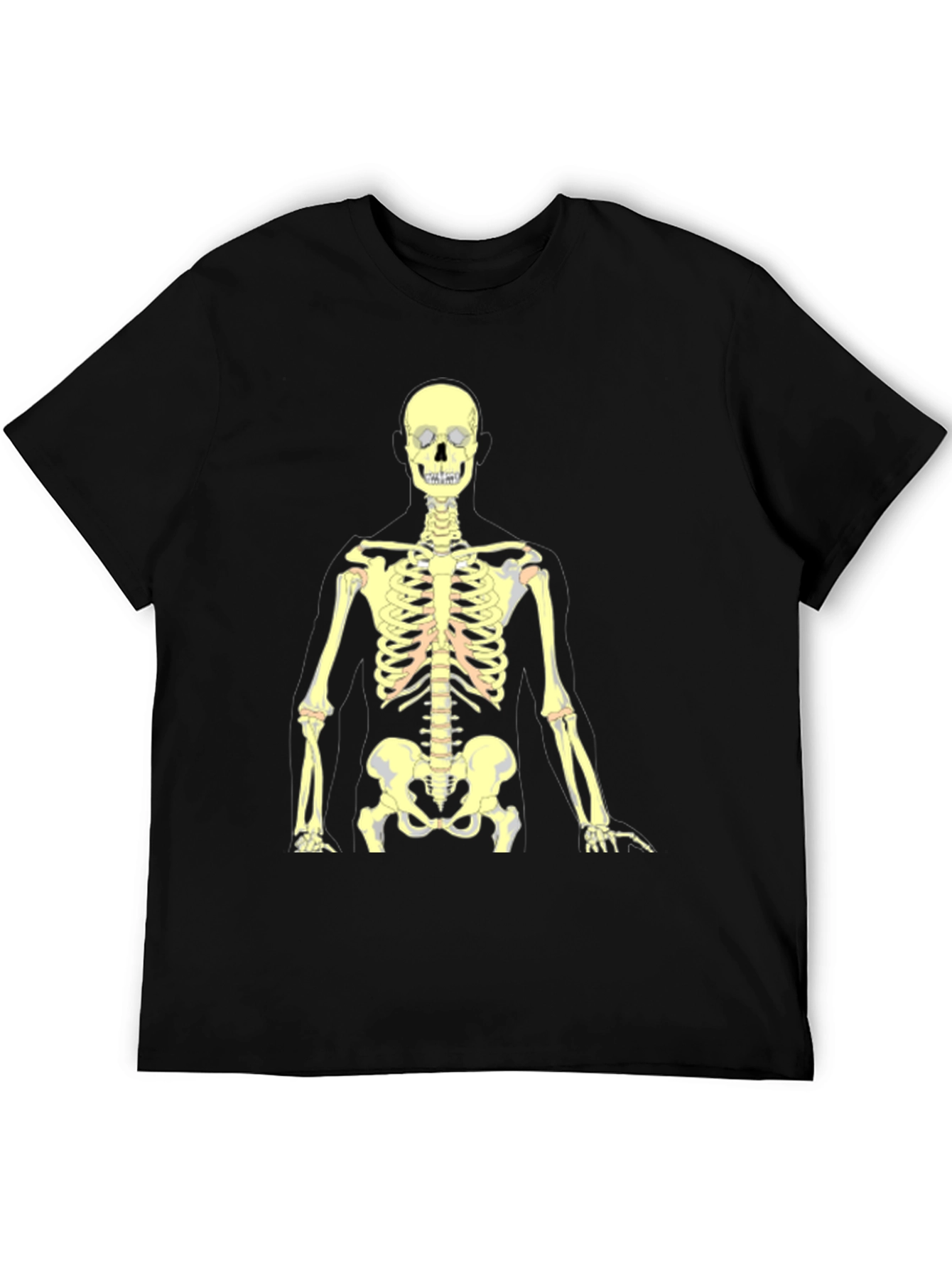 Black Skeleton Graphic Tee - Black Cotton Halloween Shirt view 5