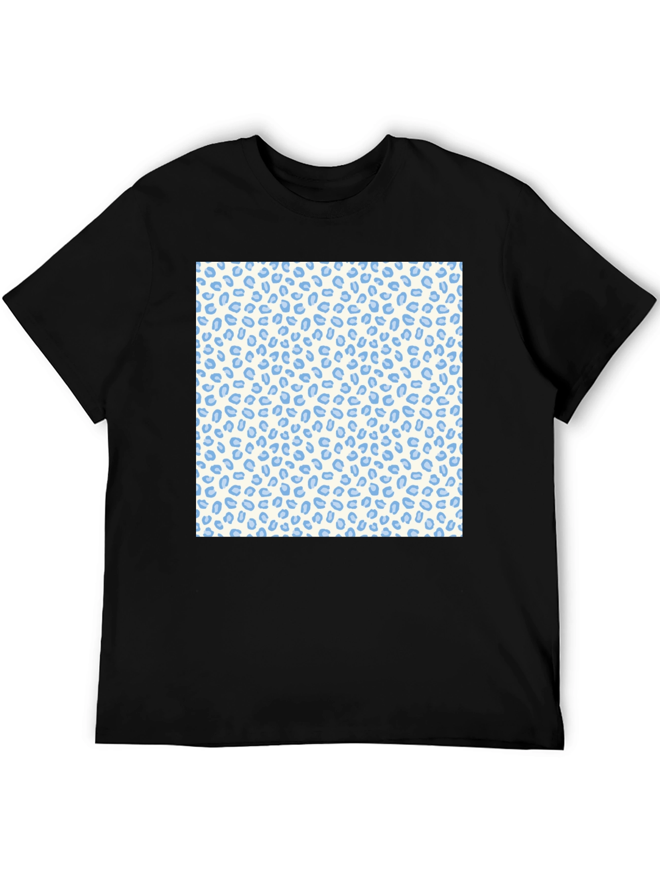 Black Cool Black Tee with Blue Leopard Print view 5