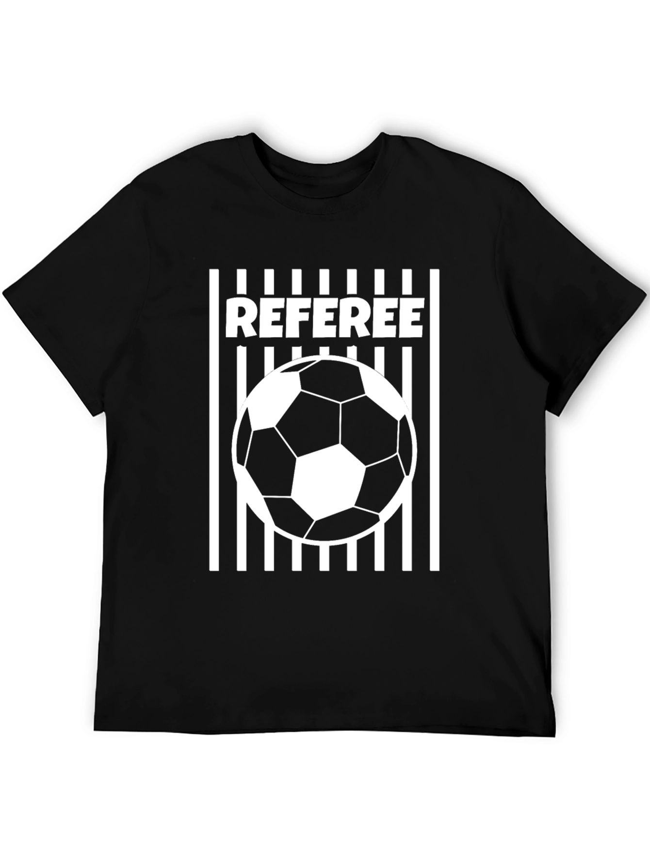 Black Referee Soccer Ball T-Shirt - Black Crew Neck Tee view 5