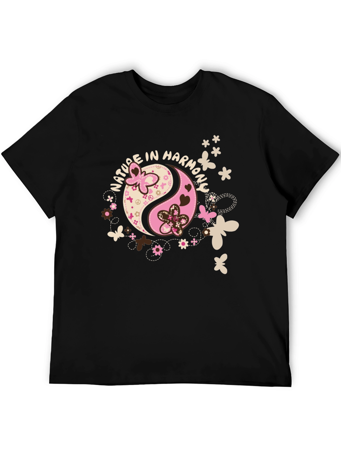 Black Nature In Harmony Yin Yang Graphic T-Shirt view 5
