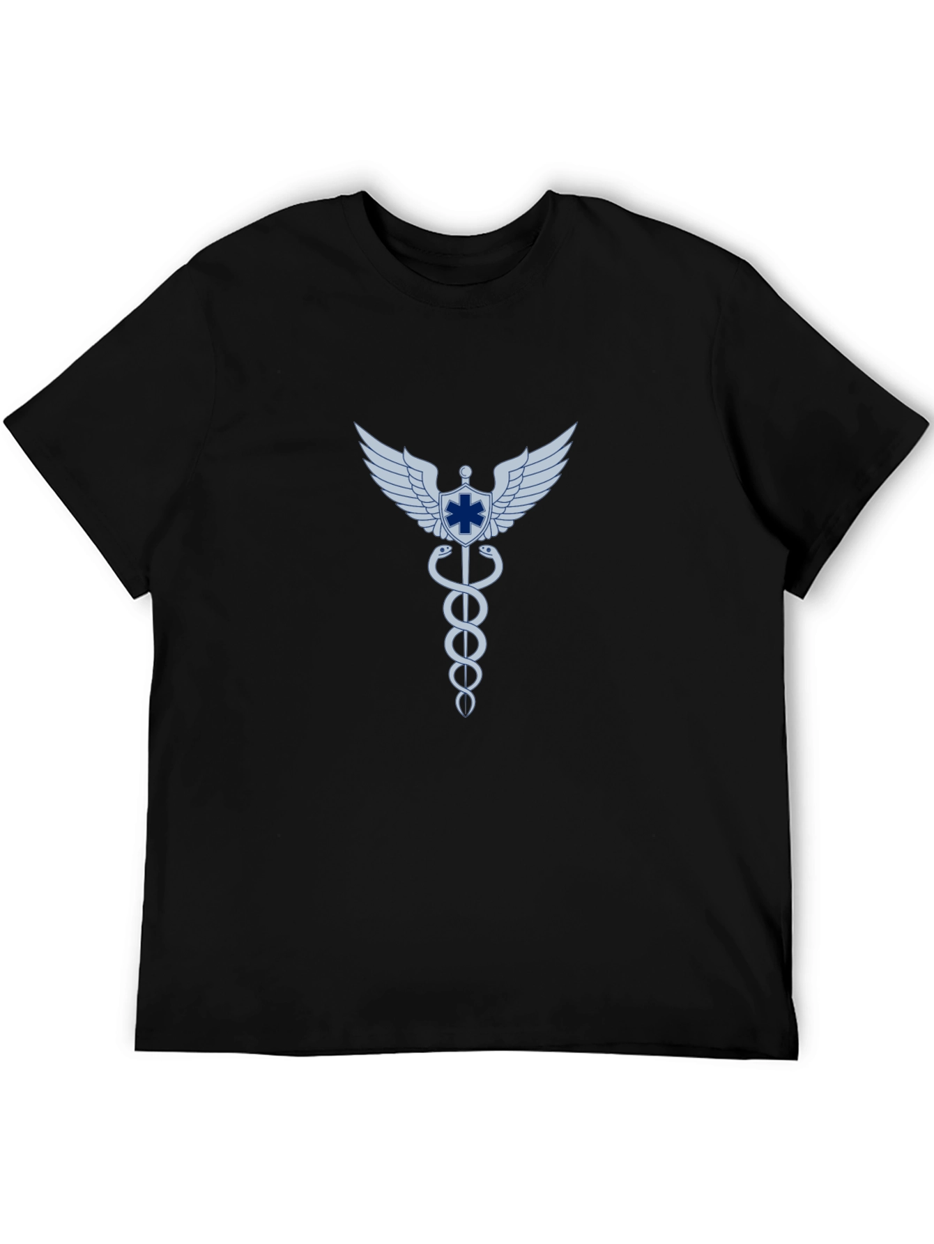 Black Caduceus Symbol Graphic T-Shirt view 5