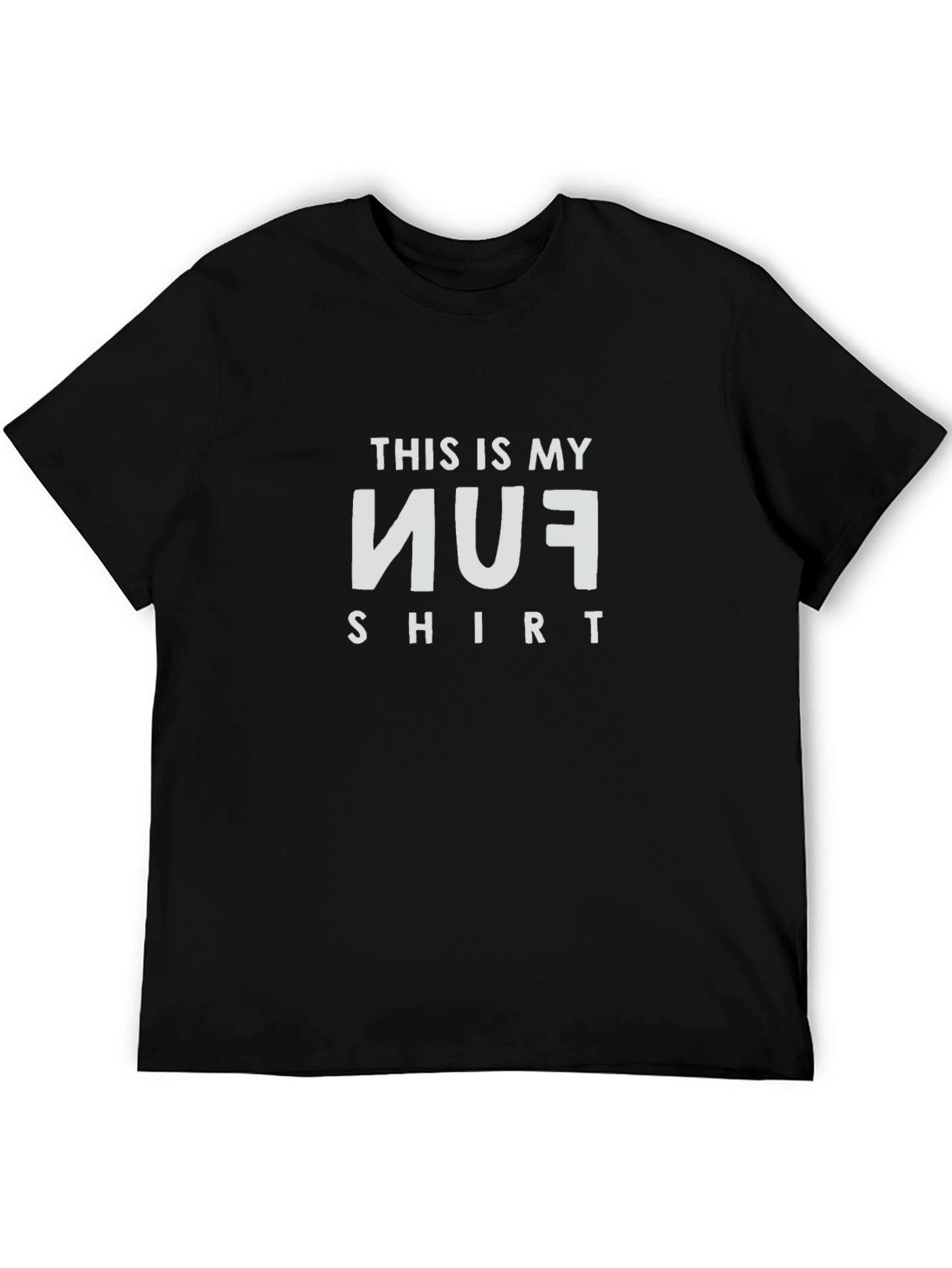 Black Funny Inverted FUN Graphic T-Shirt view 5