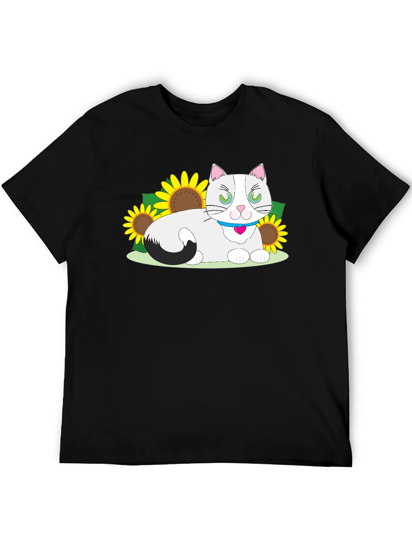 Black Cat & Sunflower Graphic T-Shirt view 5