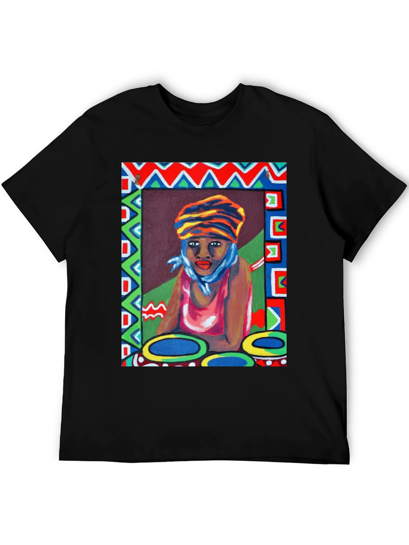 Black Artistic Woman Portrait Graphic T-Shirt view 5