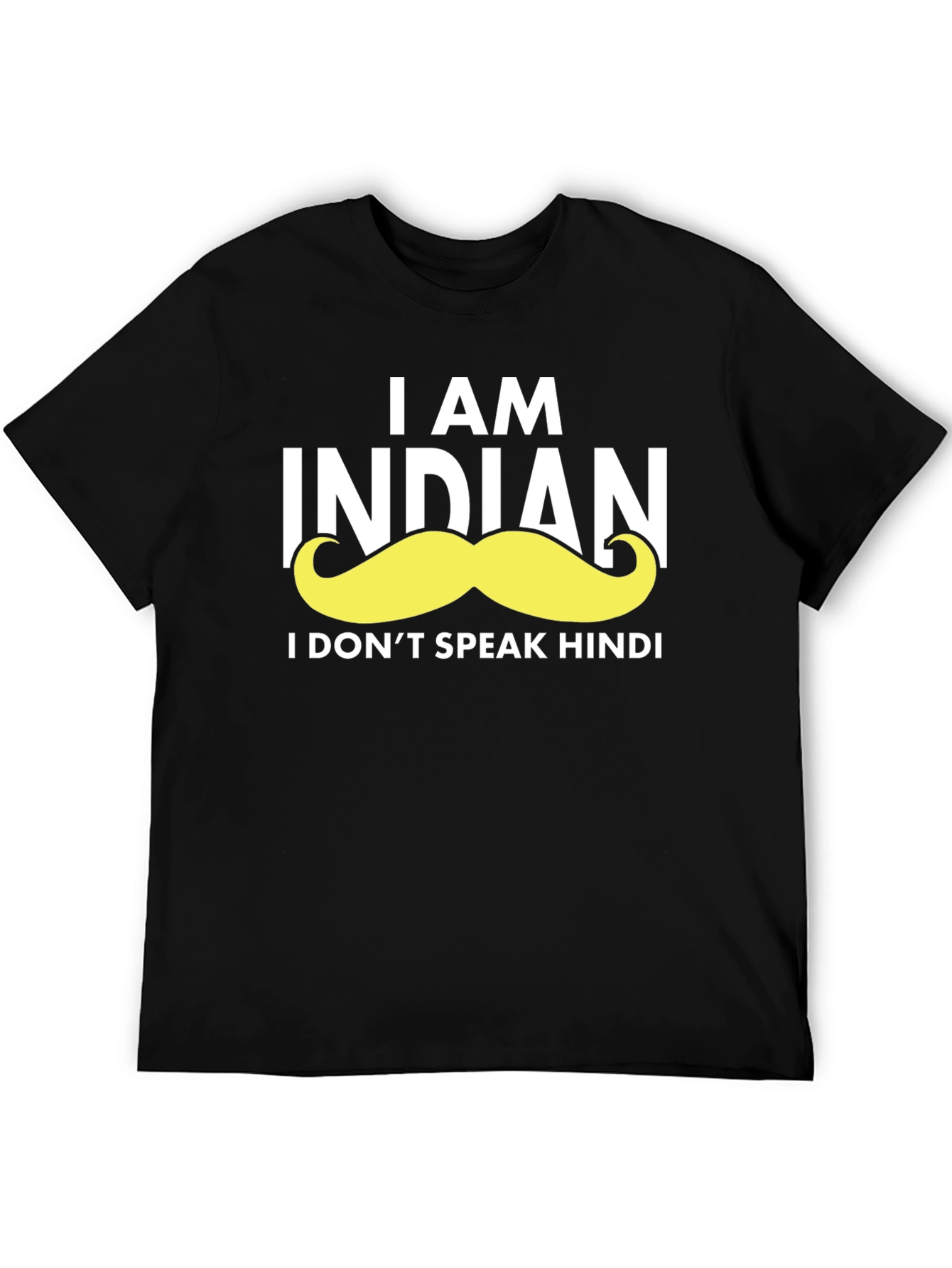 Black Funny Indian Moustache Graphic T-Shirt view 5