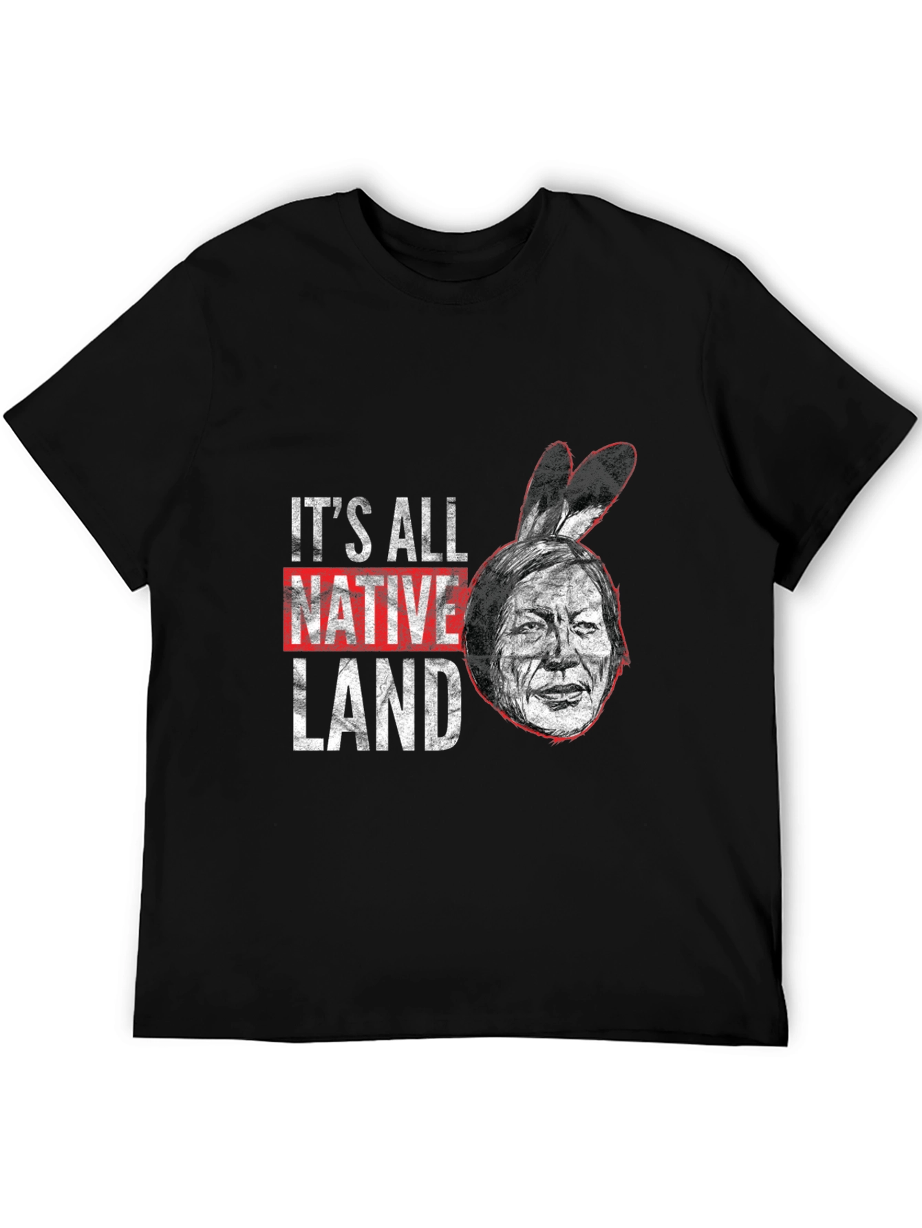 Black It's All Native Land T-Shirt view 5
