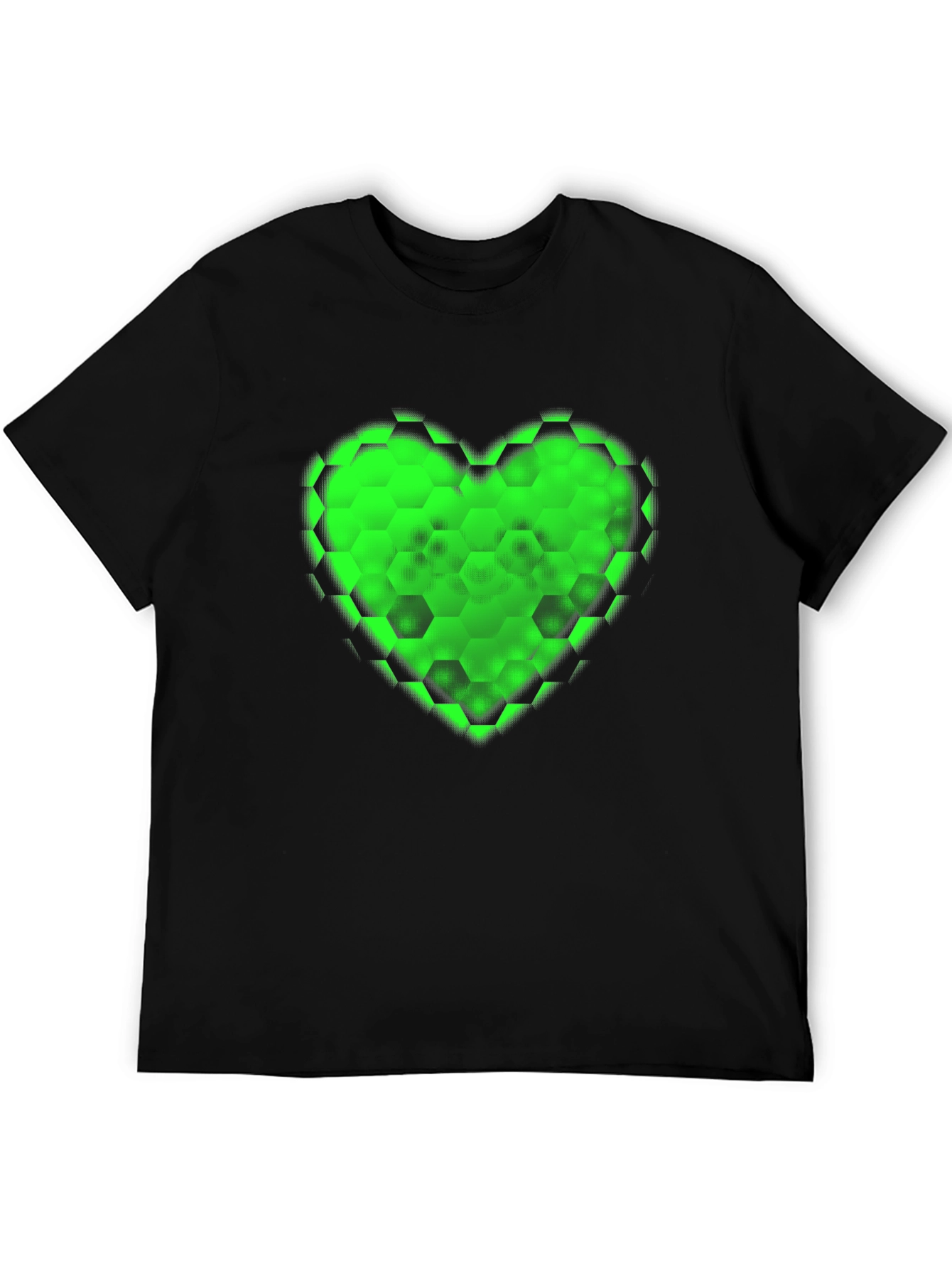 Black Green Hex Heart Graphic T-Shirt - Soft Cotton Blend view 5