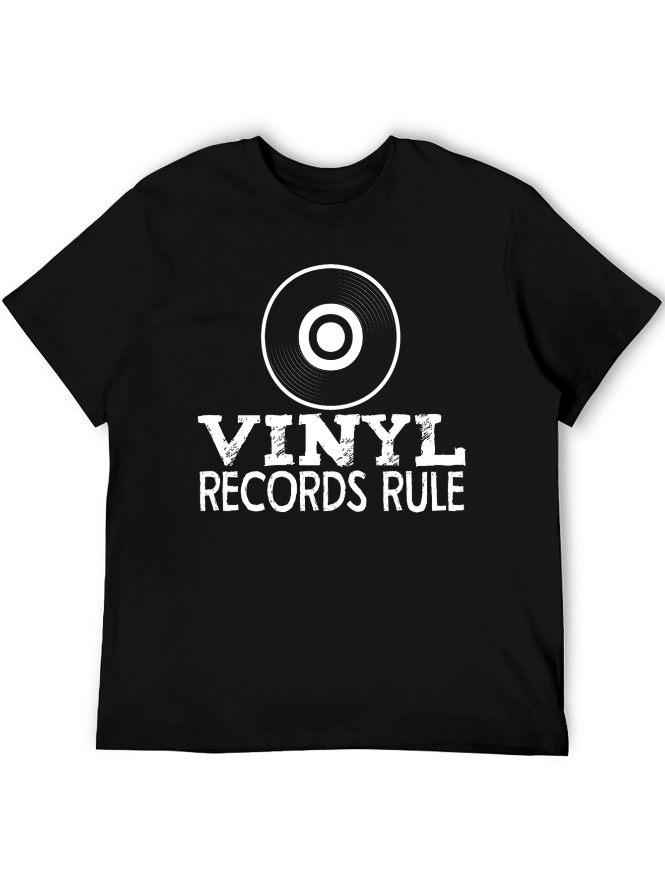 Black Vinyl Records Rule Black T-Shirt view 5