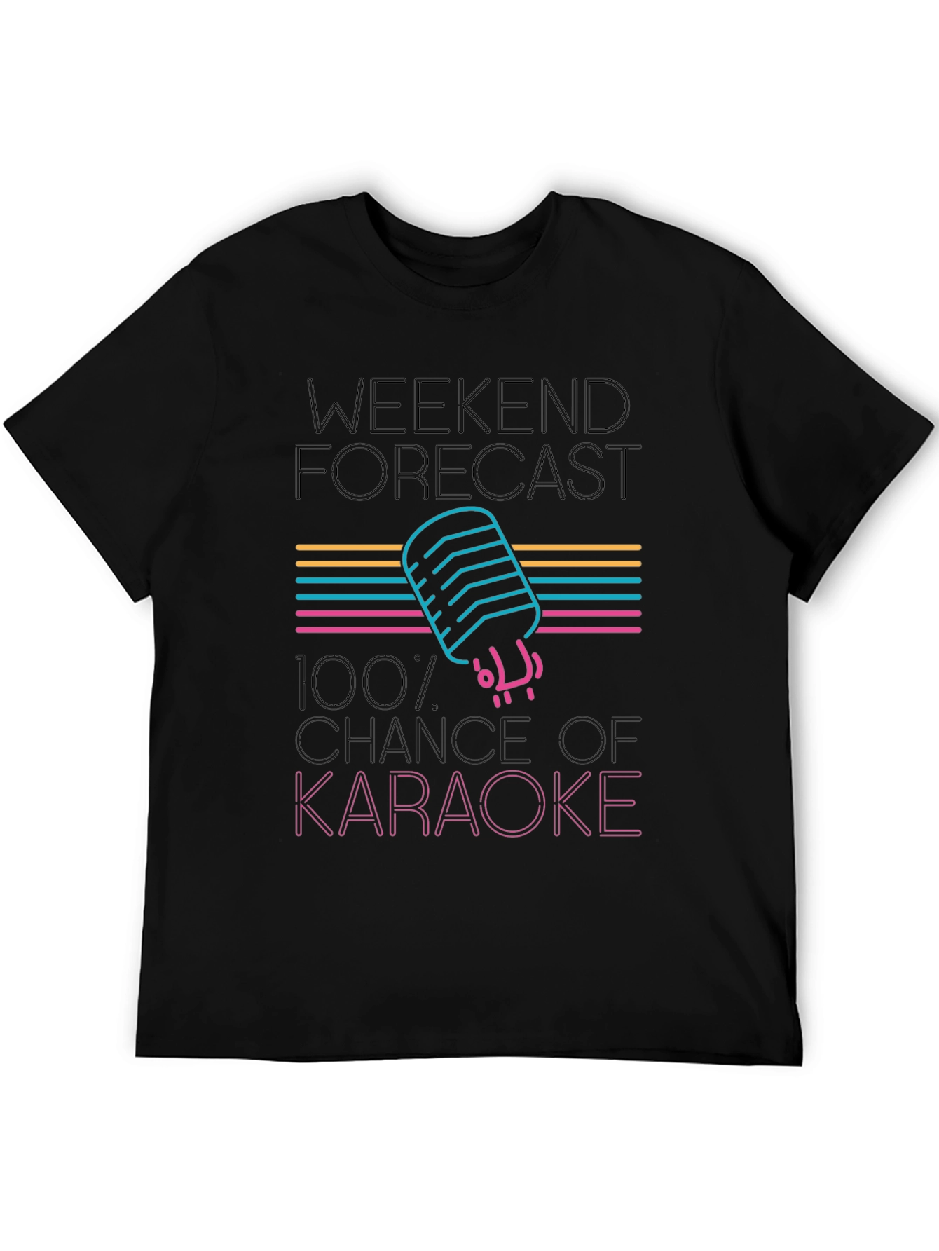 Black Karaoke Forecast T-Shirt - Weekend Vibes! view 5