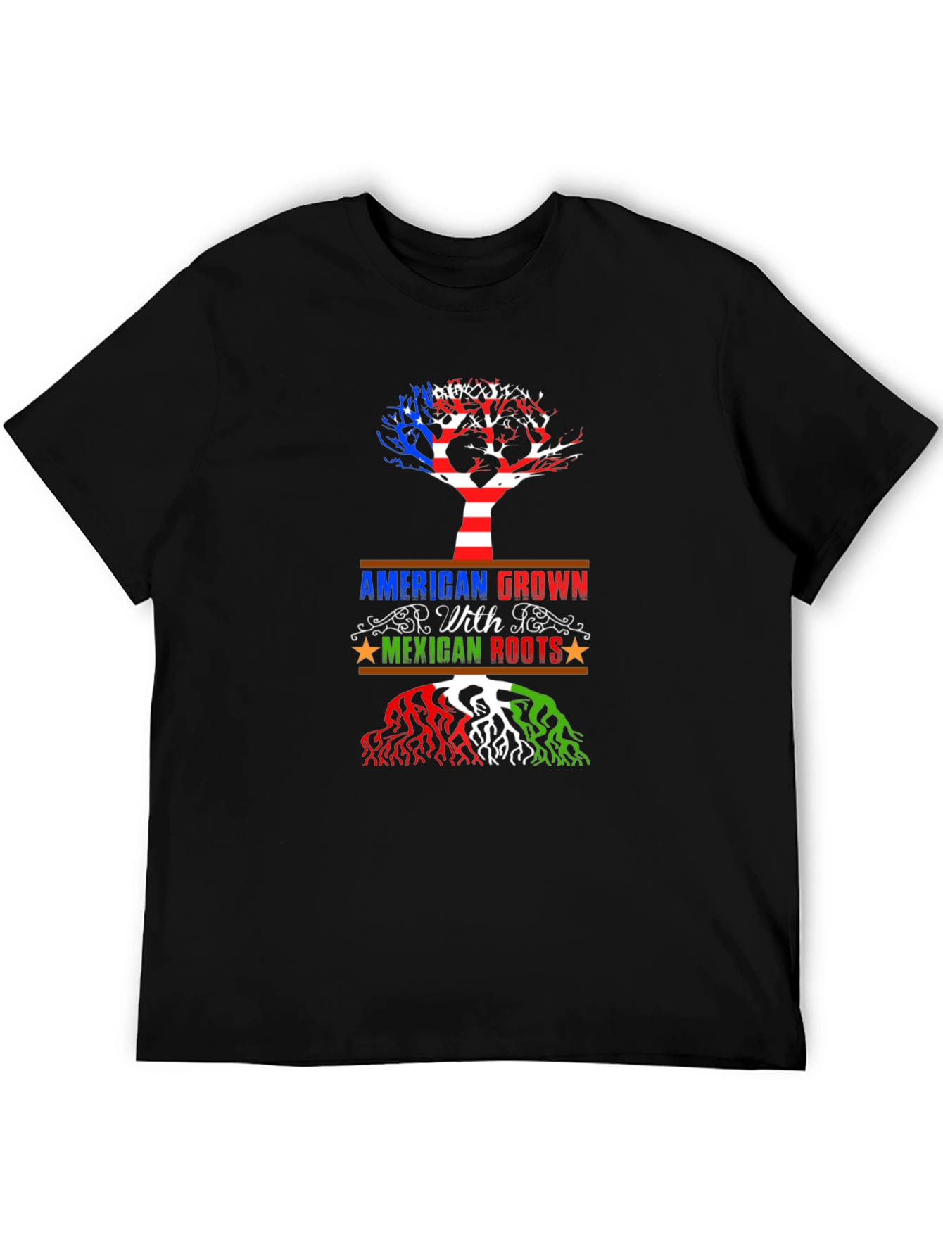 Black American Grown with Mexican Roots Graphic Tee view 5
