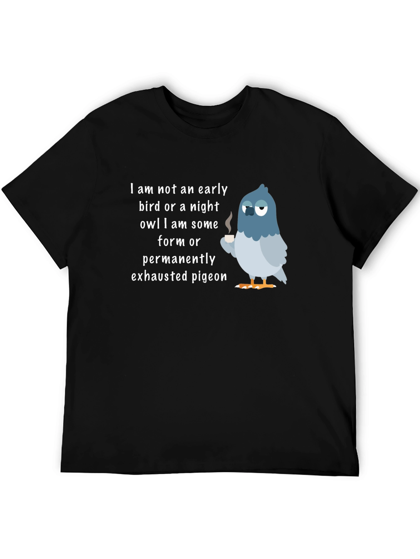 Black Exhausted Pigeon T-Shirt - Funny Bird Lover Tee view 5