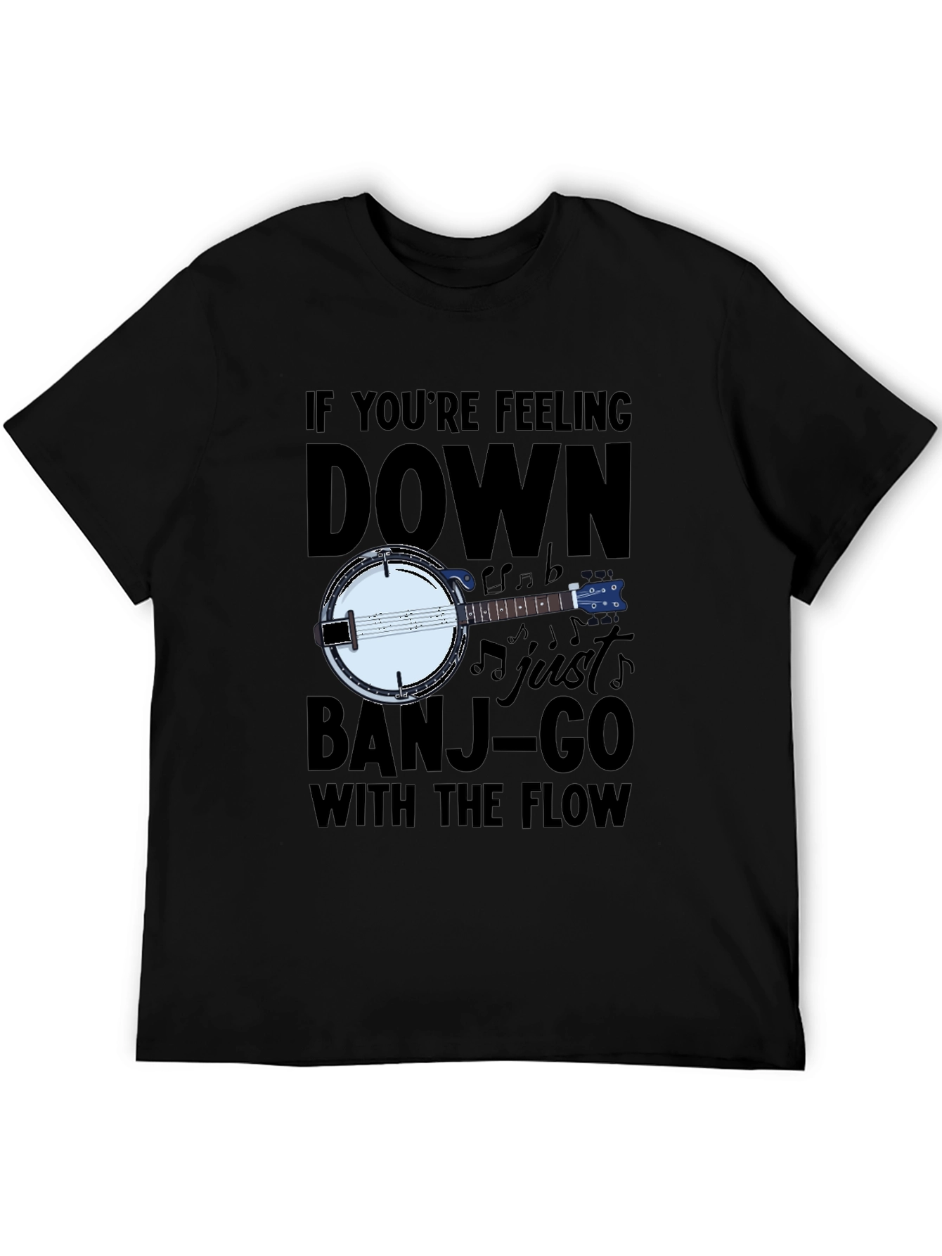 Black Banjo Music T-Shirt - "Banjo-Go With The Flow" view 5