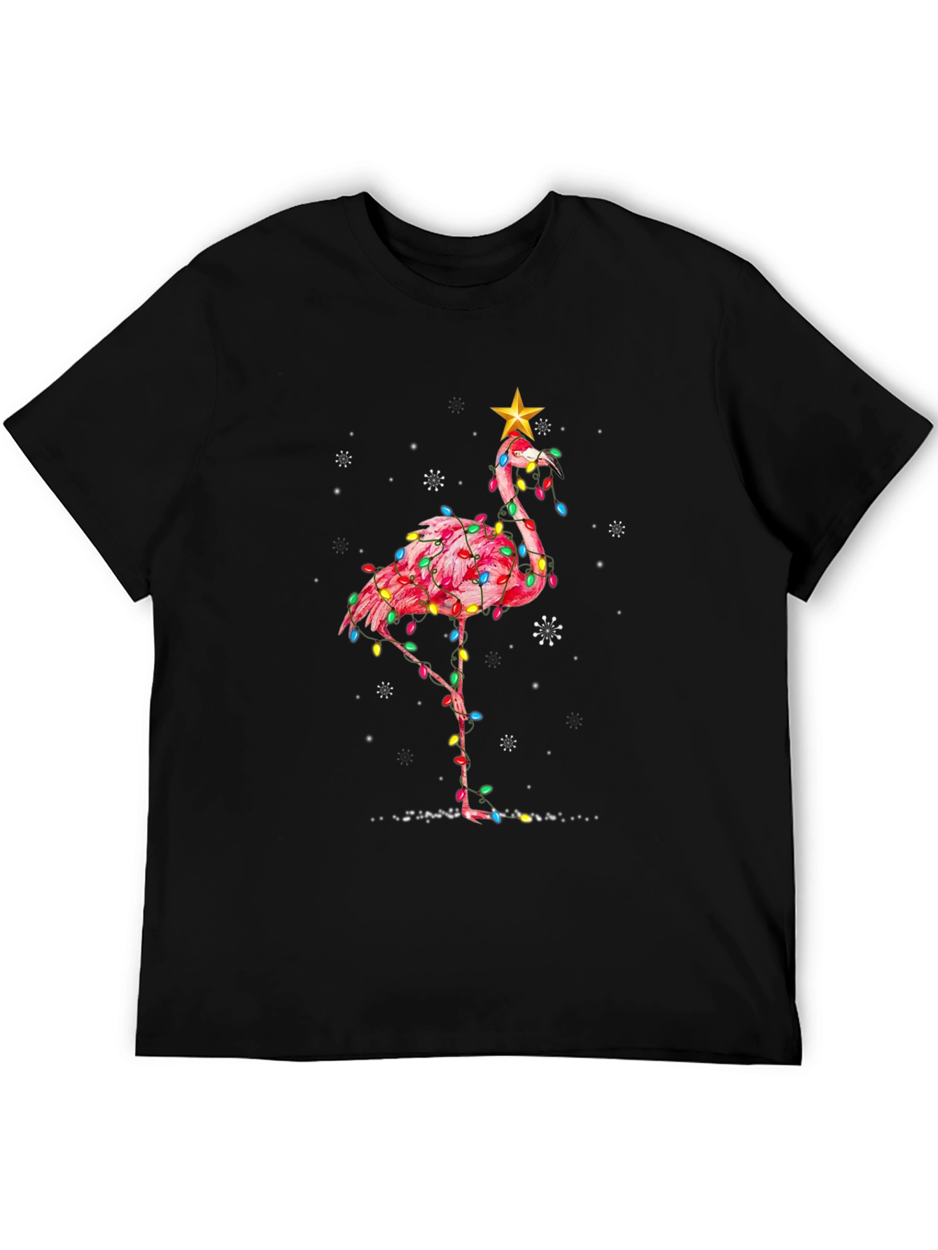 Black Festive Flamingo T-Shirt view 5