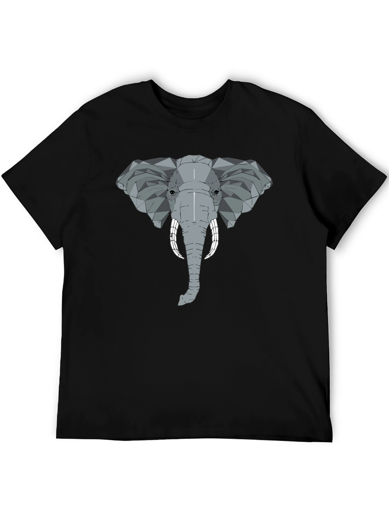 Black Geometric Elephant Graphic Tee - Stylish Men's Black T-Shirt view 5