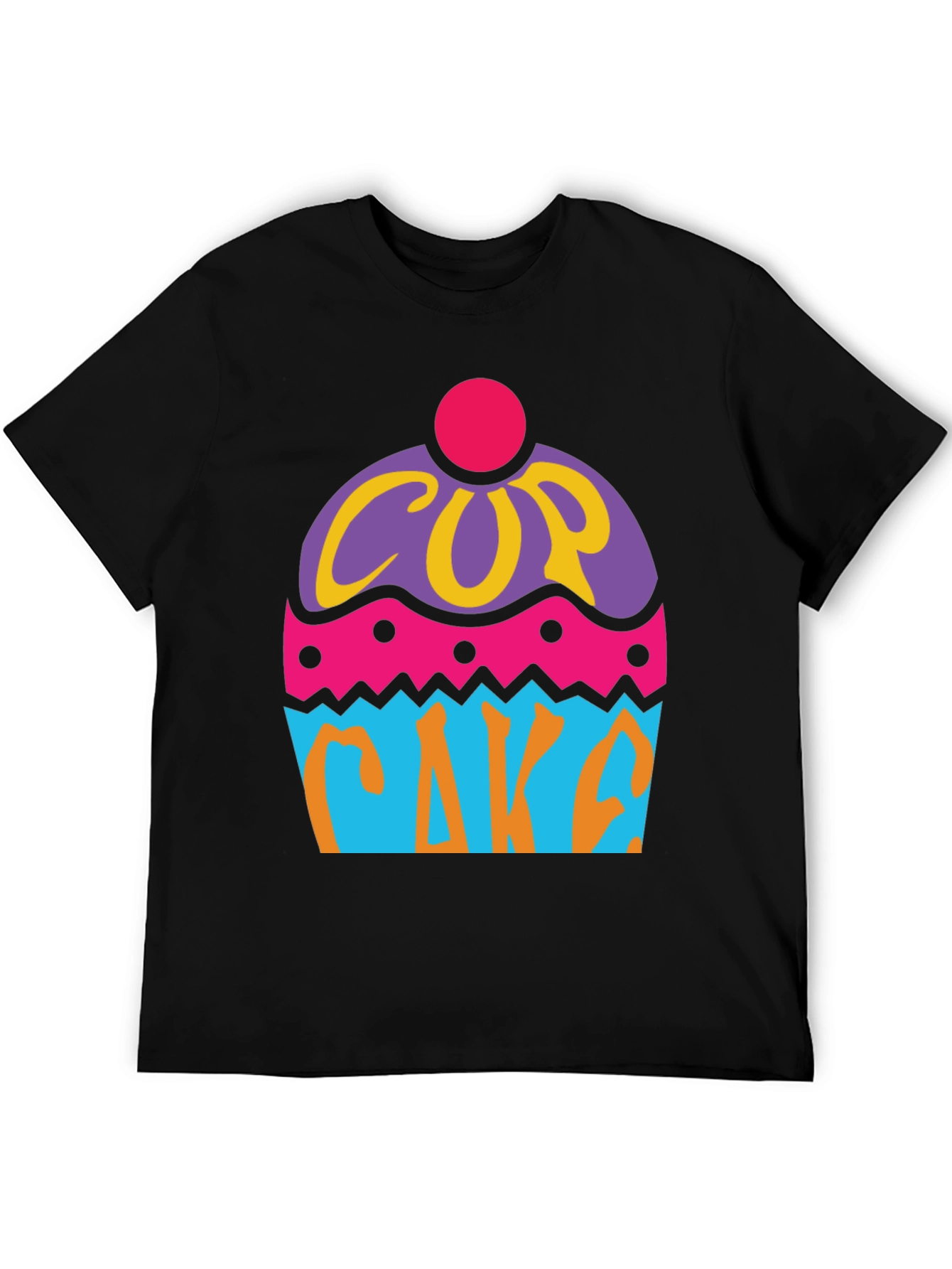 Black Fun Cupcake Graphic Tee - Black Cotton T-Shirt view 5